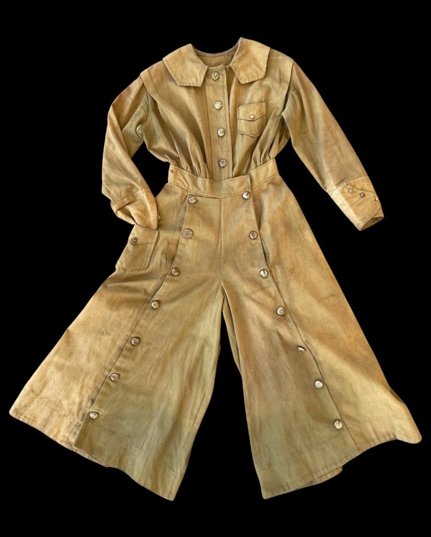 Rare 1915 Ladies Khaki Convertible Sporting Jumpsuit
