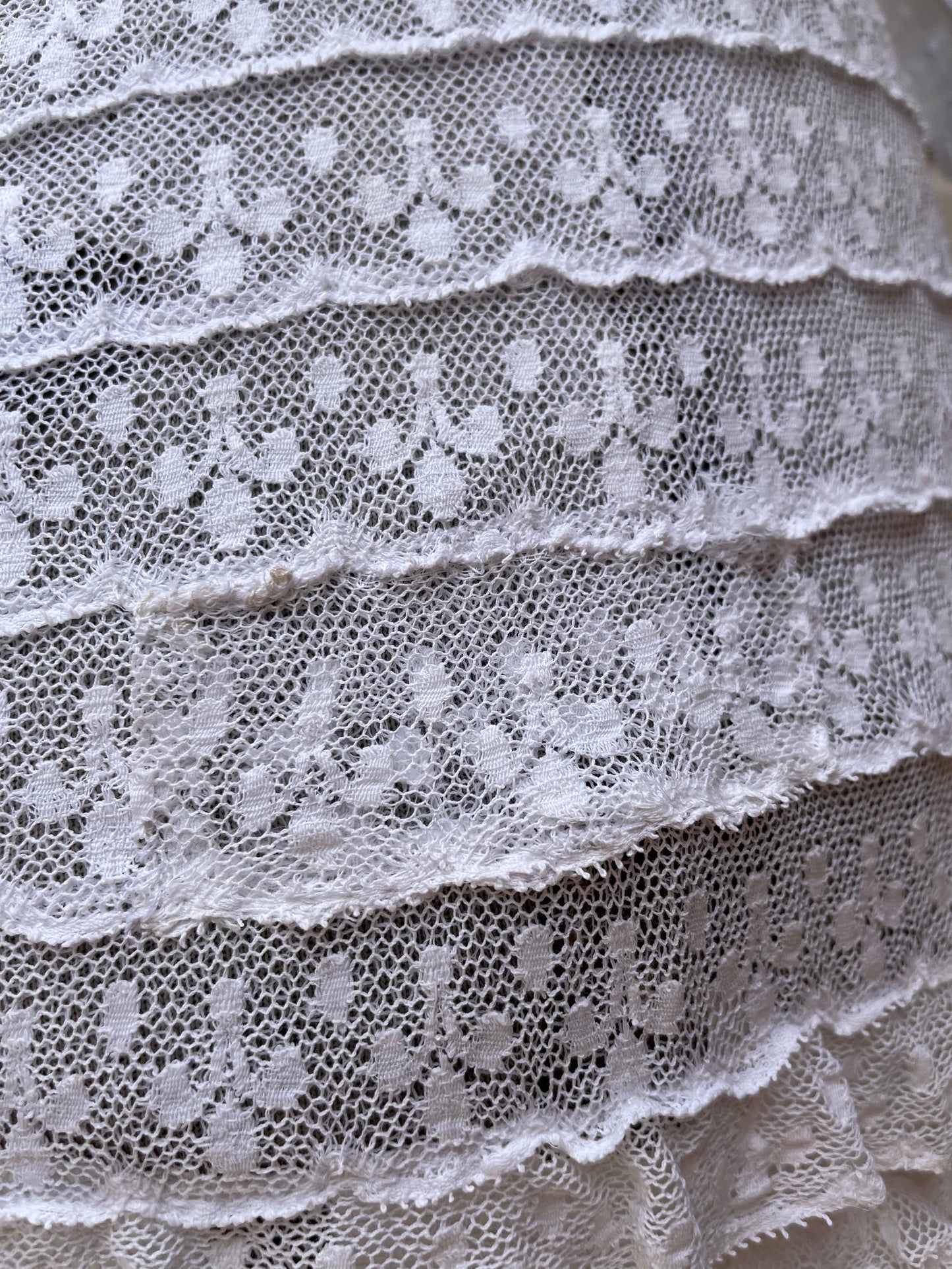 Rare Edwardian Tiered Lace Mesh Gown