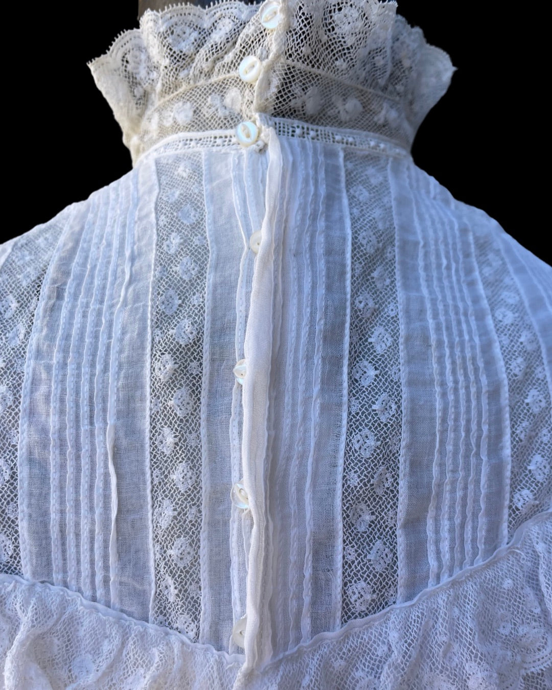 Edwardian Hand Smocked Poet Sleeve Cotton Blouse