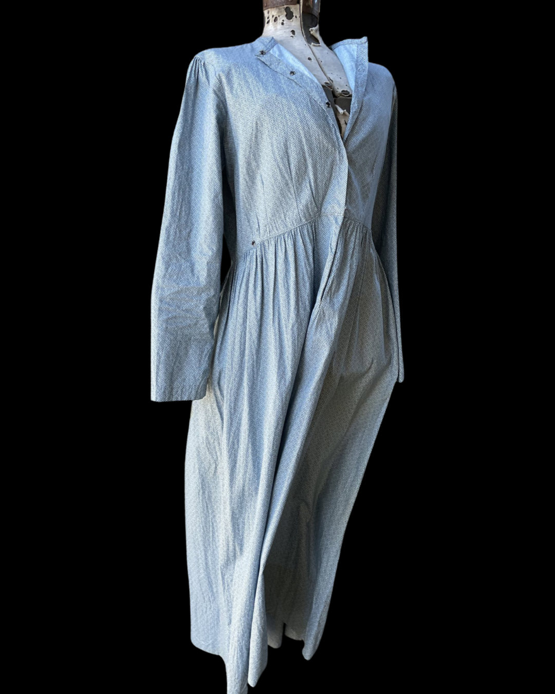 Antique Teens Cornflower Blue Printed Work Dress