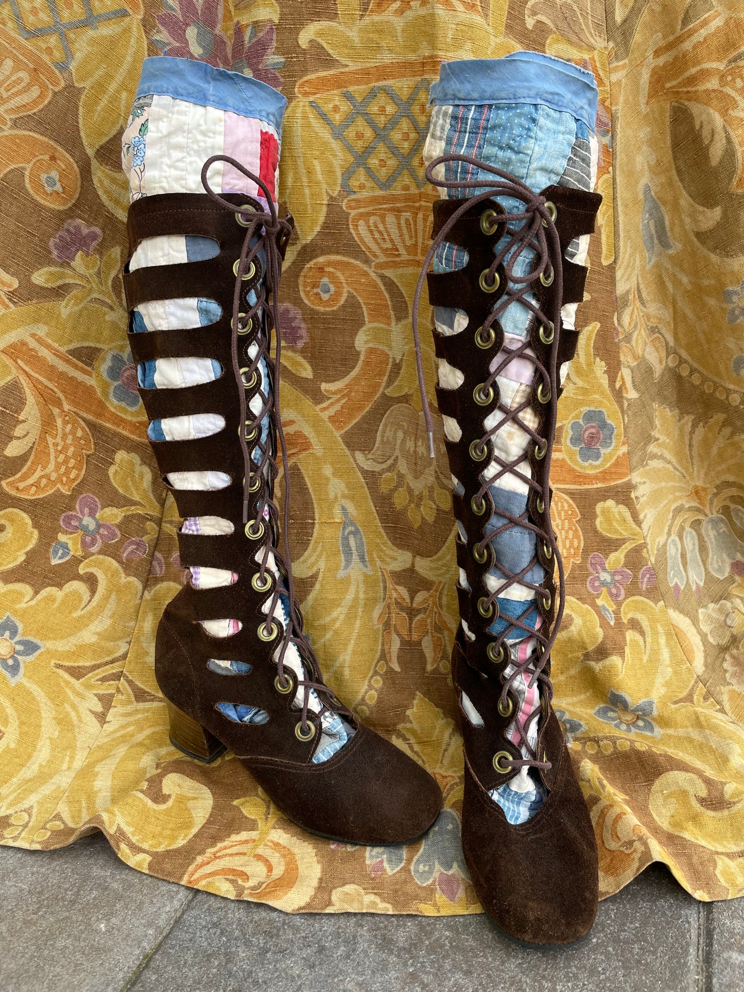 Rare 1960s Suede Cage Gladiator Gogo Boots