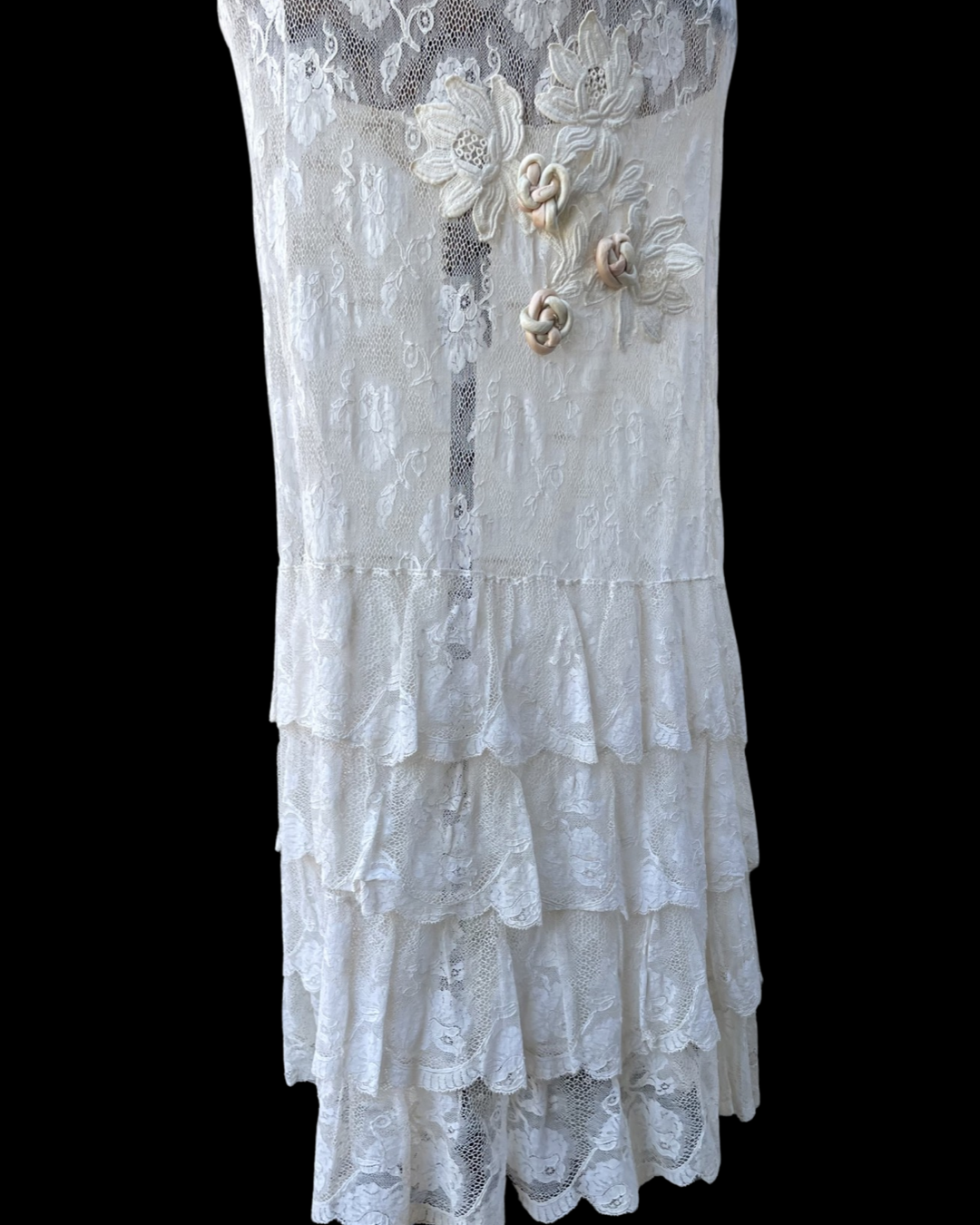 Edwardian Tiered Lace Appliqué Gown