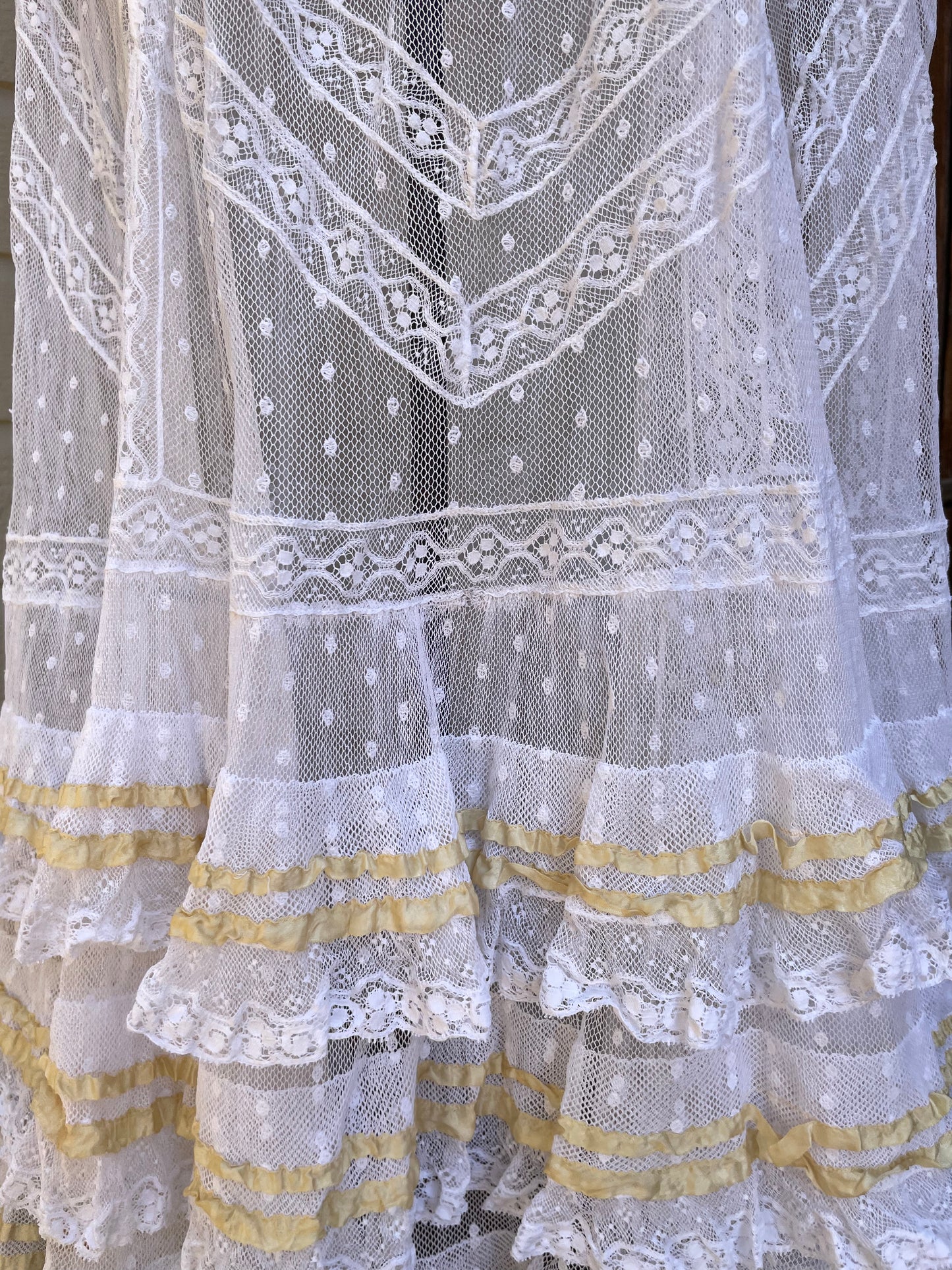 Edwardian Embroidered Mesh Lace Tiered Skirt