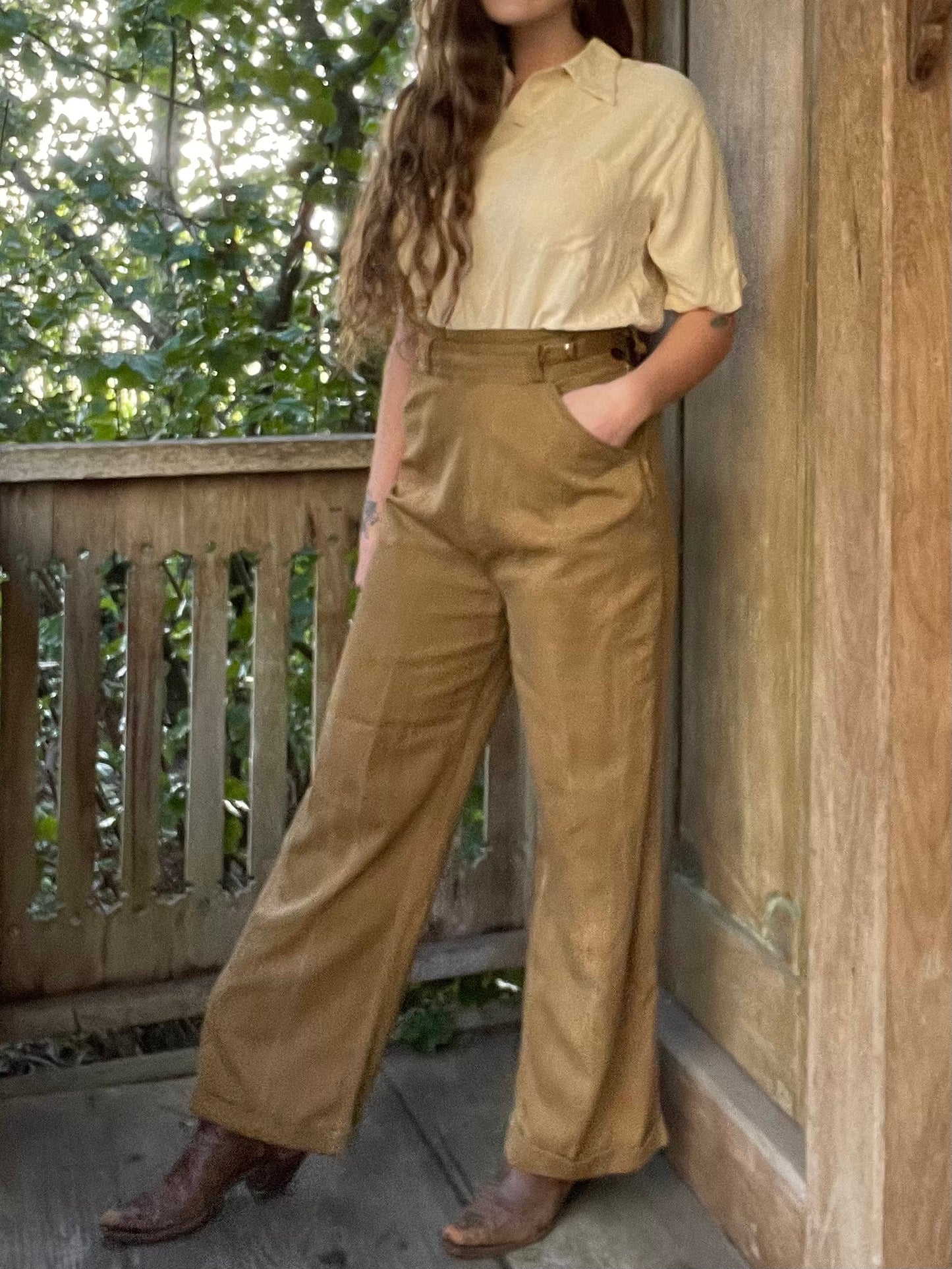 1940s Sanforized Cotton Side Button Sportswear Pants