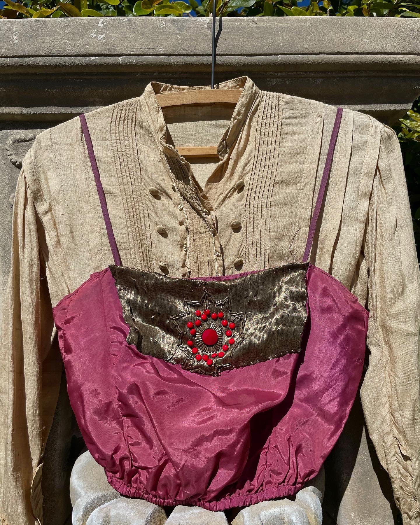 1930s Taffeta & Lamé Star Embellished Cami