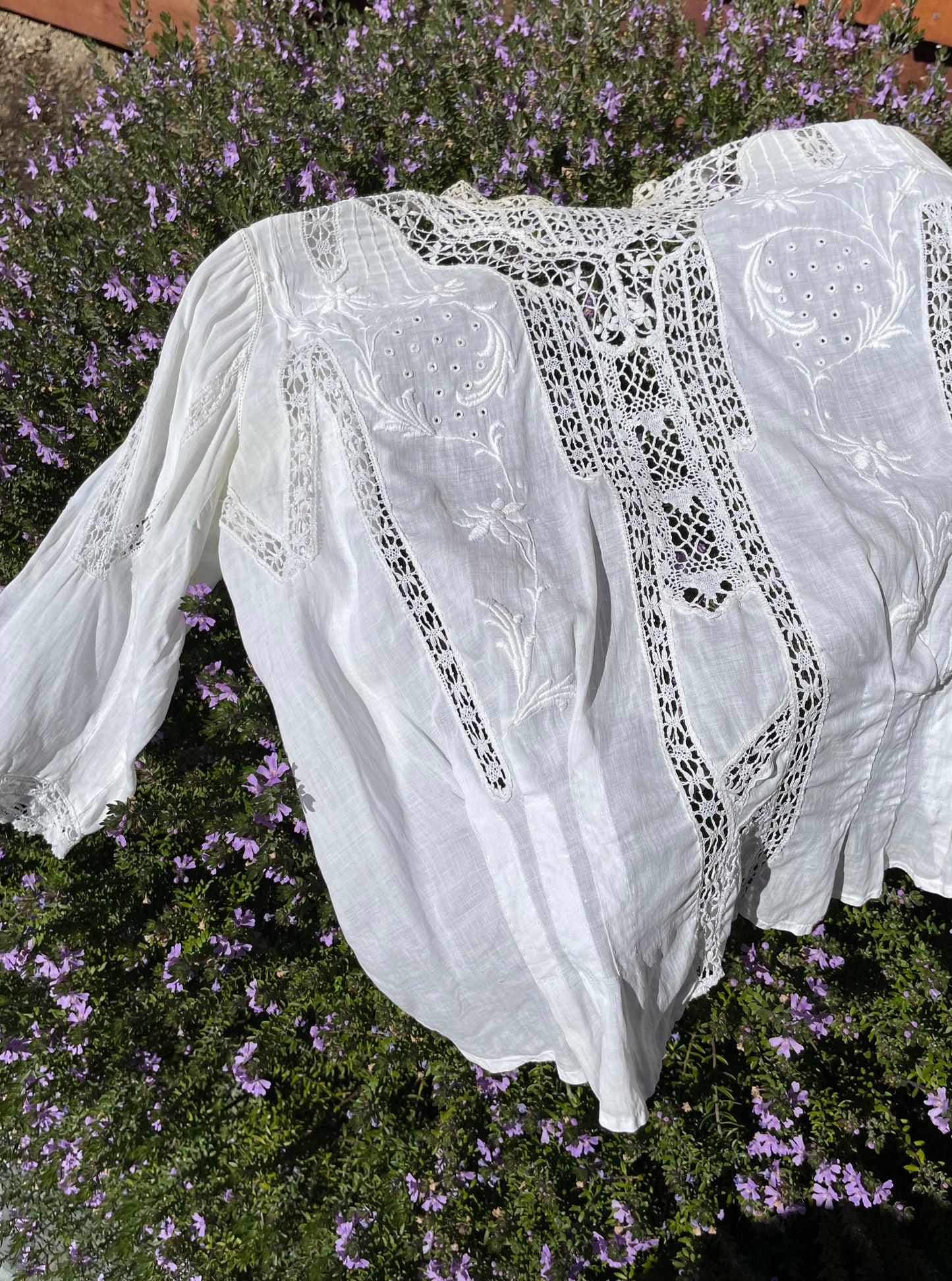 Edwardian Embroidered Whitework Cotton Lawn Blouse