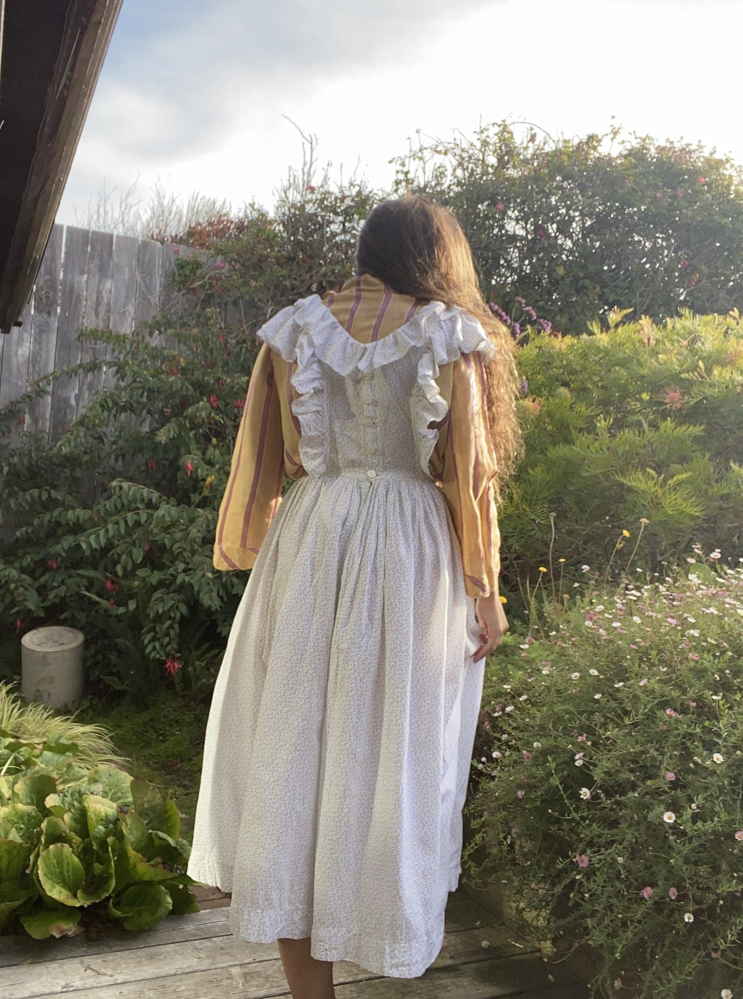 Victorian Calico Pinafore Prairie Dress