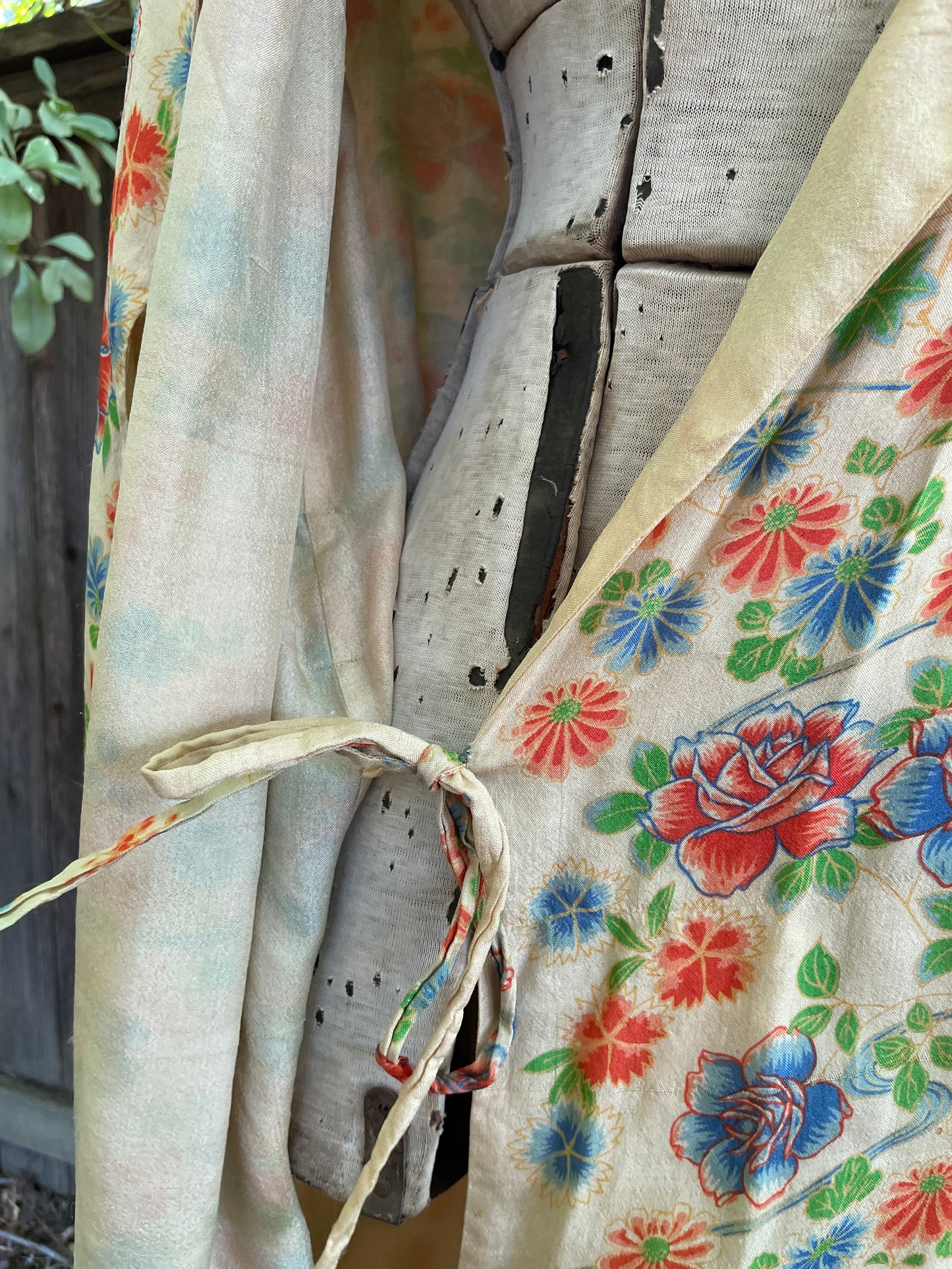 1920s Reversible Pongee Silk Kimono Sleeve Robe