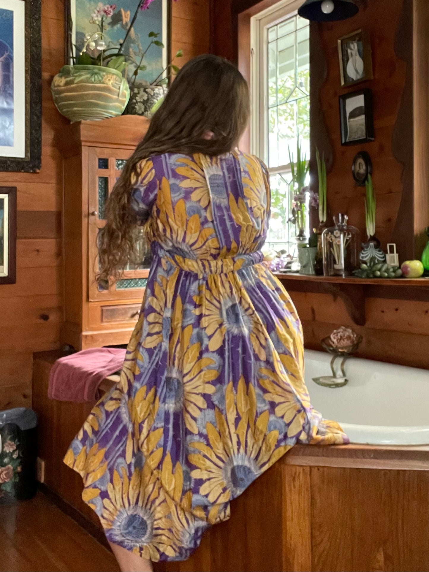 Edwardian Sunflower Silk Dress