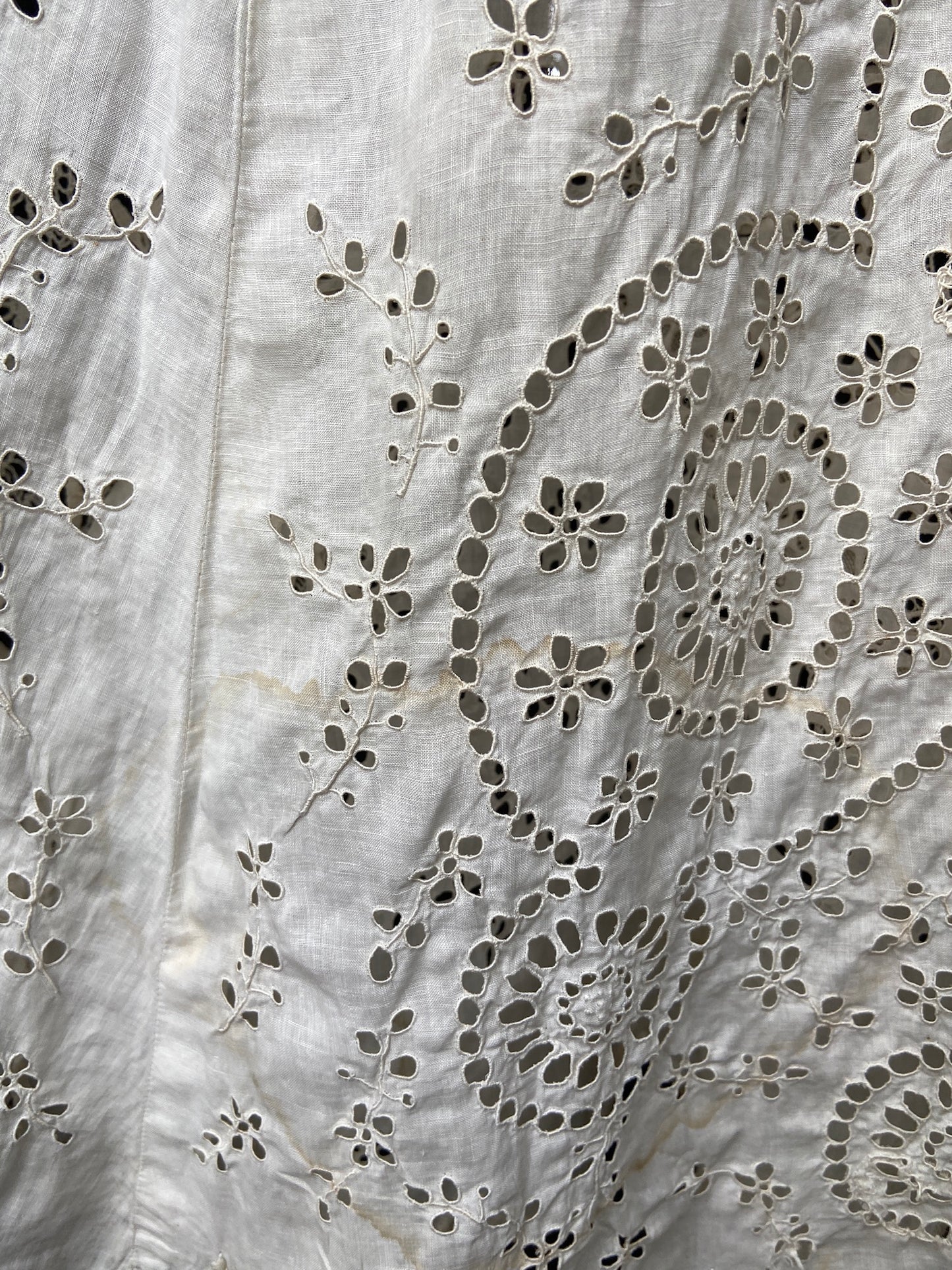 Antique Titanic Era Hand Sewn Eyelet Irish Lace Gown