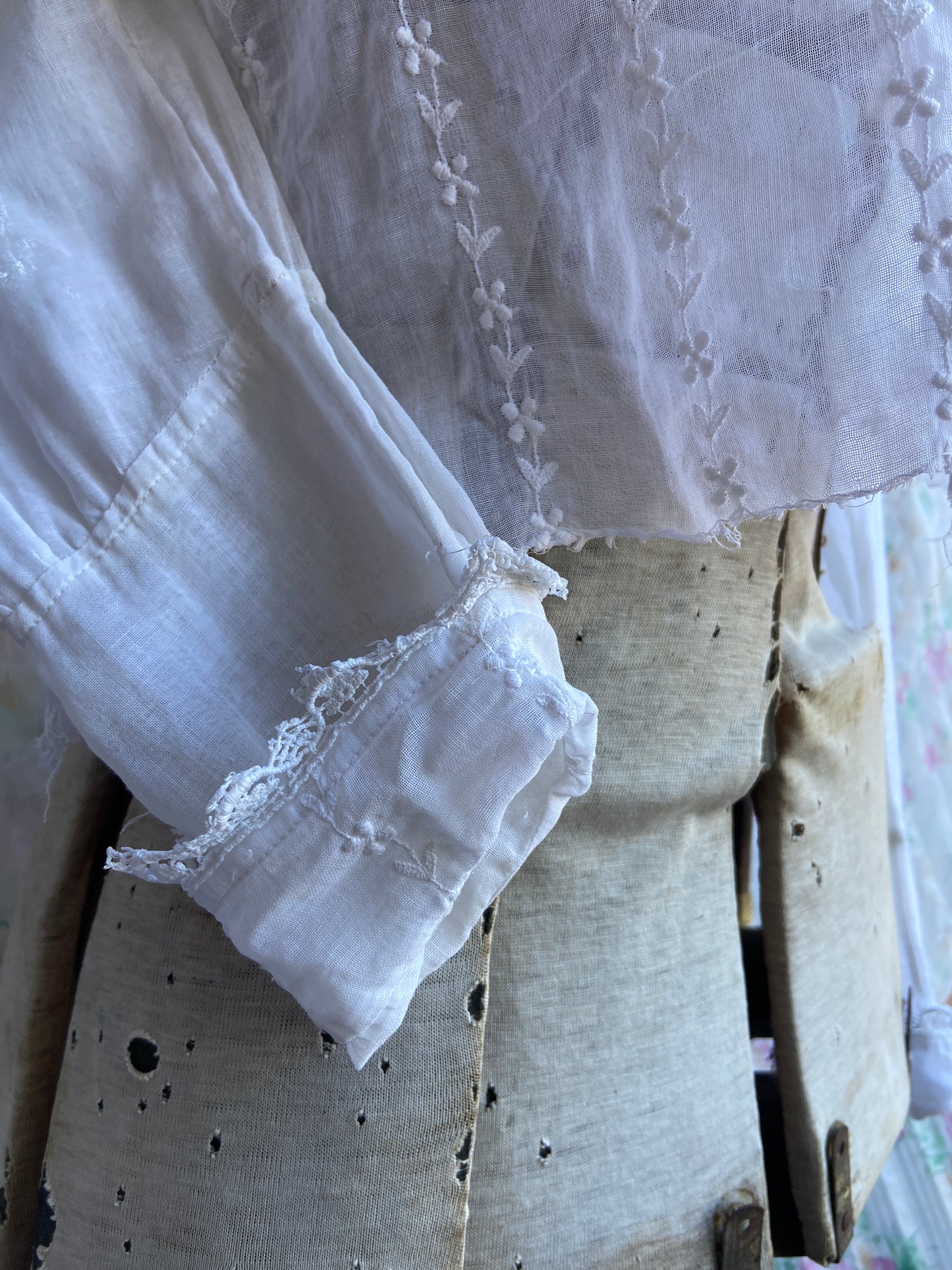 Edwardian Organdy Sailor Collar Embroidered Blouse