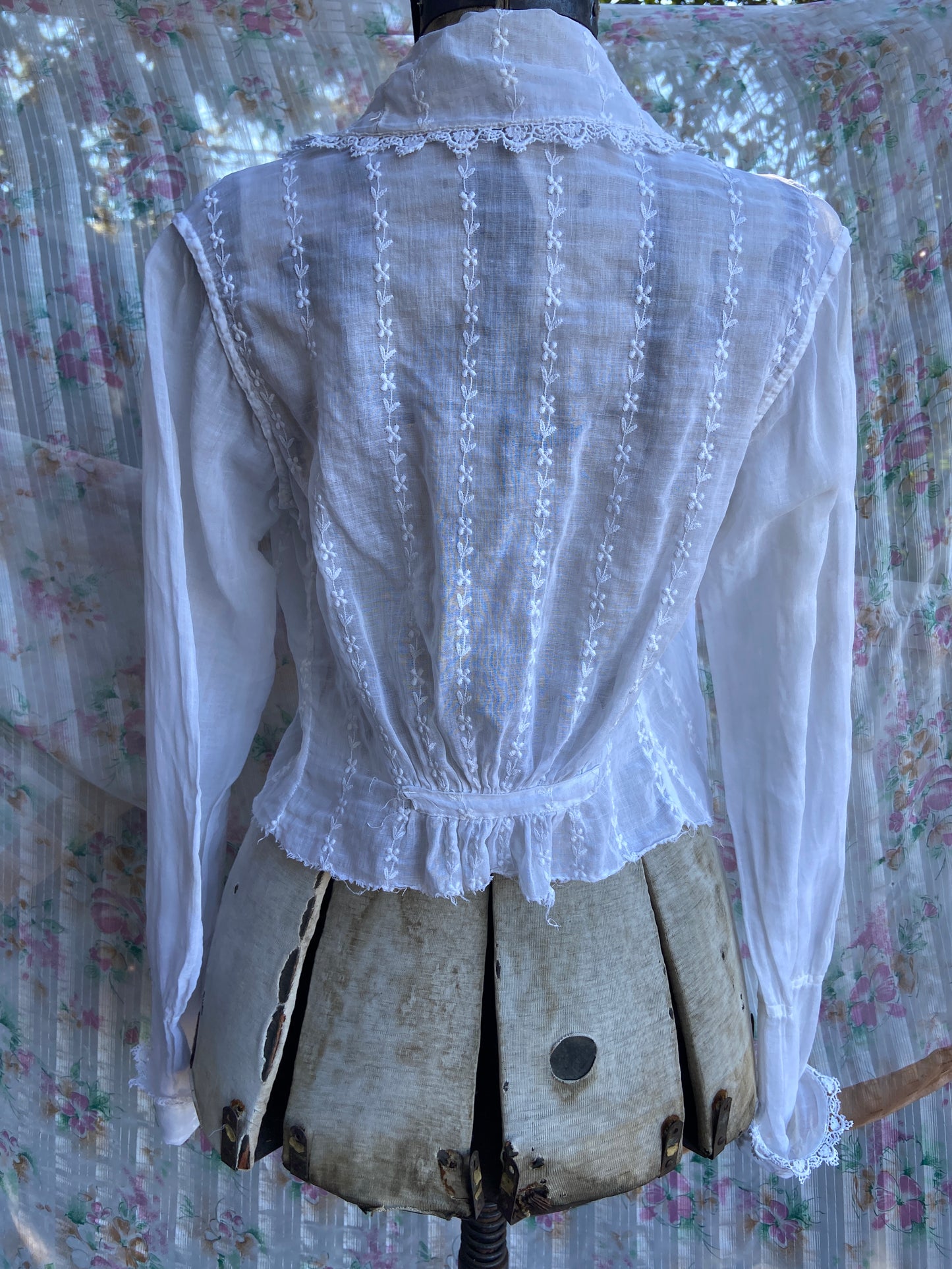 Edwardian Organdy Sailor Collar Embroidered Blouse