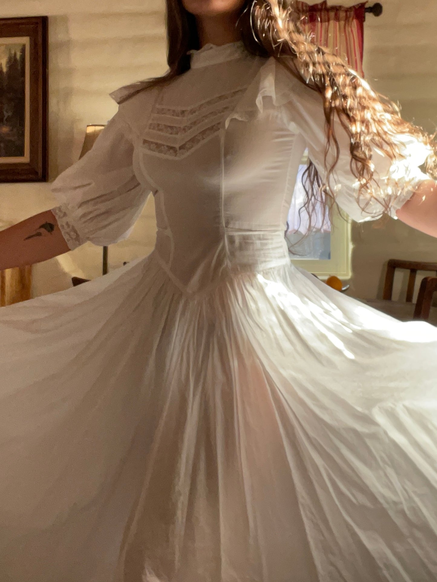 1970s Cotton Prairie Dress