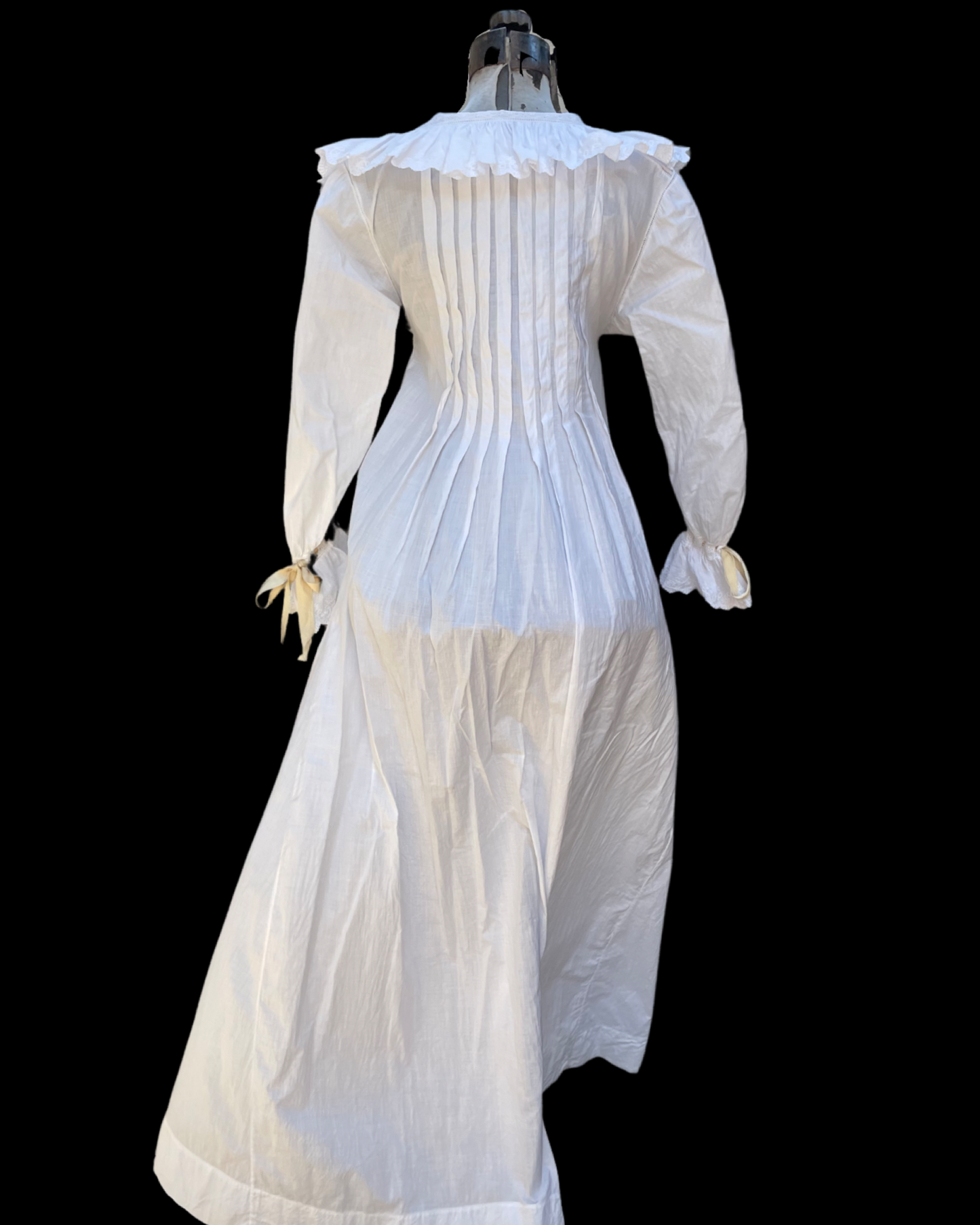 Antique 1900s Eyelet Cotton Trousseau Bridal Evening Dress