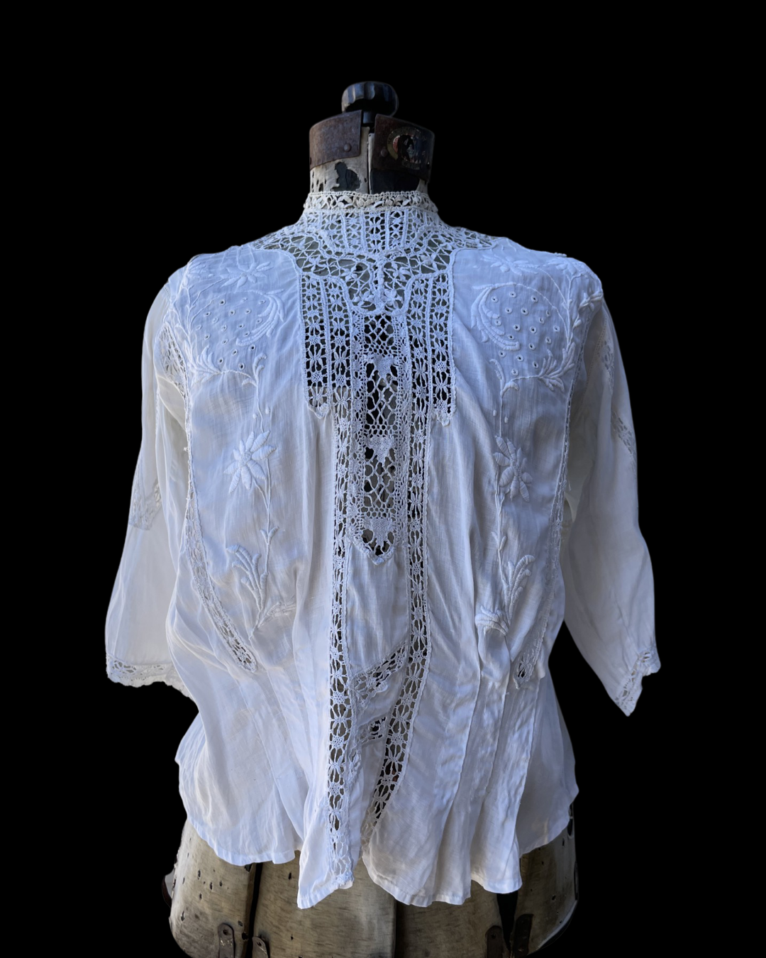 Edwardian Embroidered Whitework Cotton Lawn Blouse