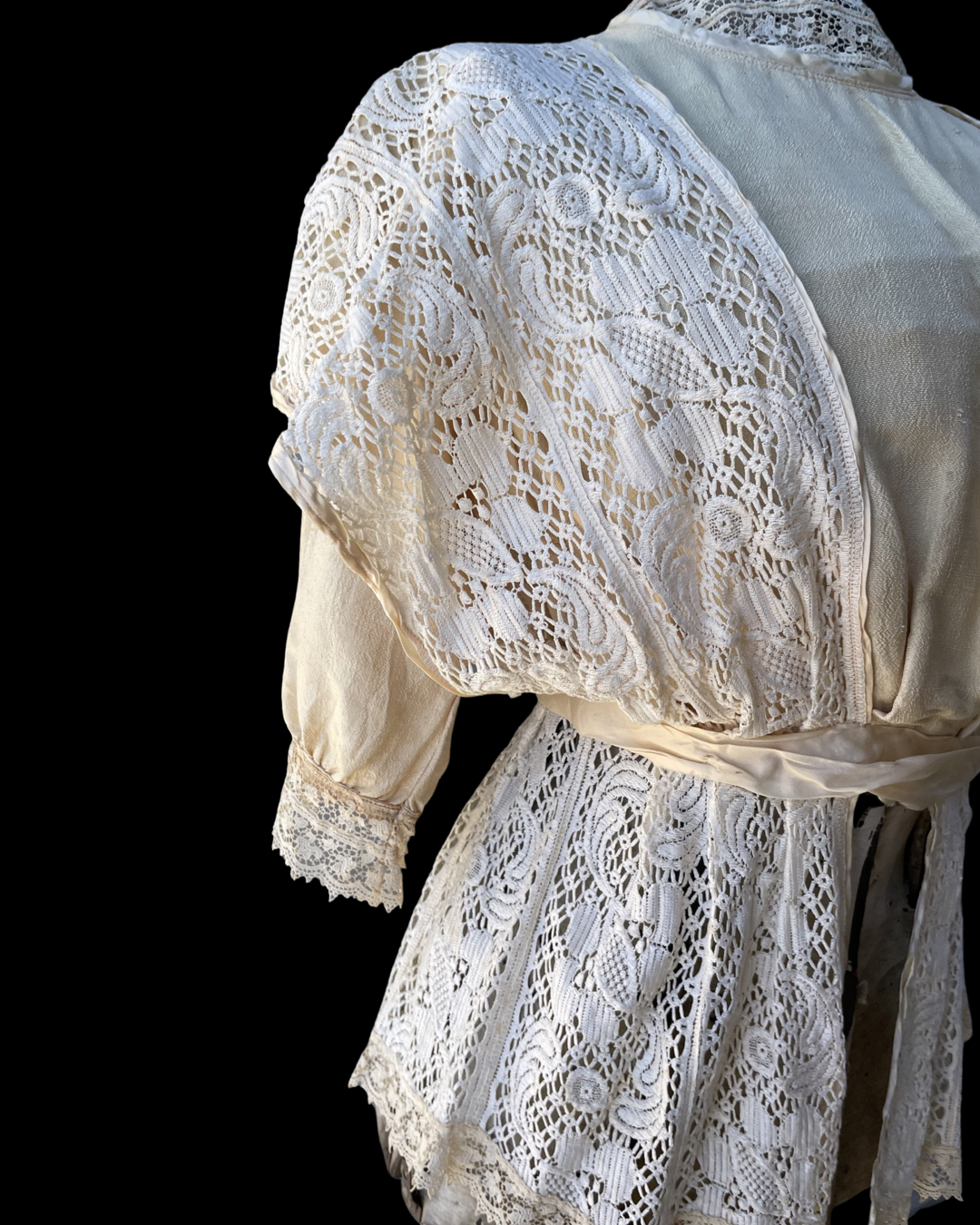 Edwardian Raw Silk/Linen Lace Wedding Bodice