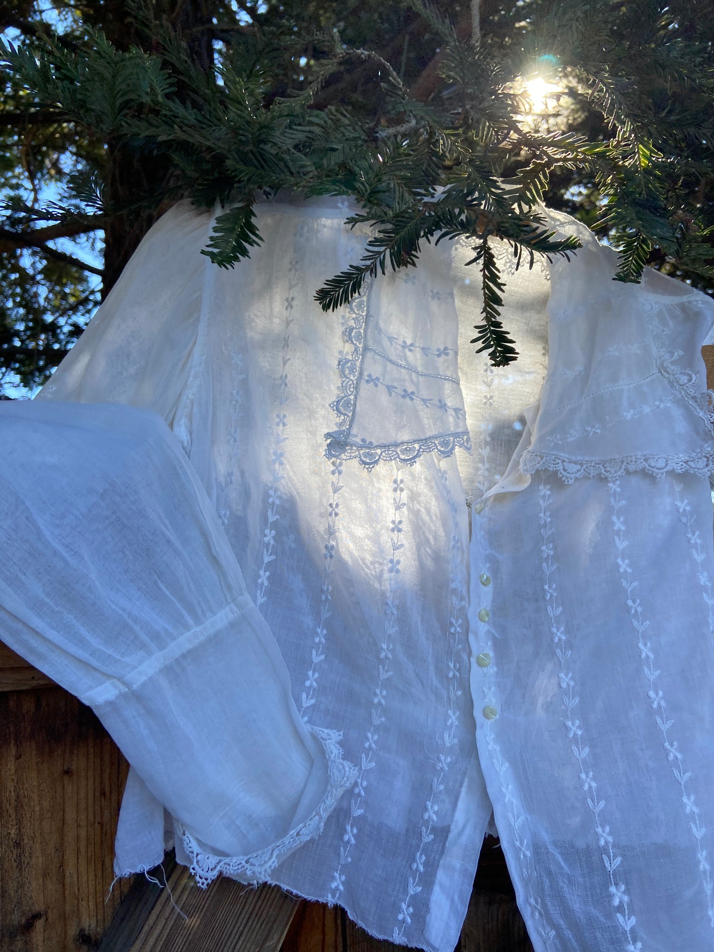 Edwardian Organdy Sailor Collar Embroidered Blouse