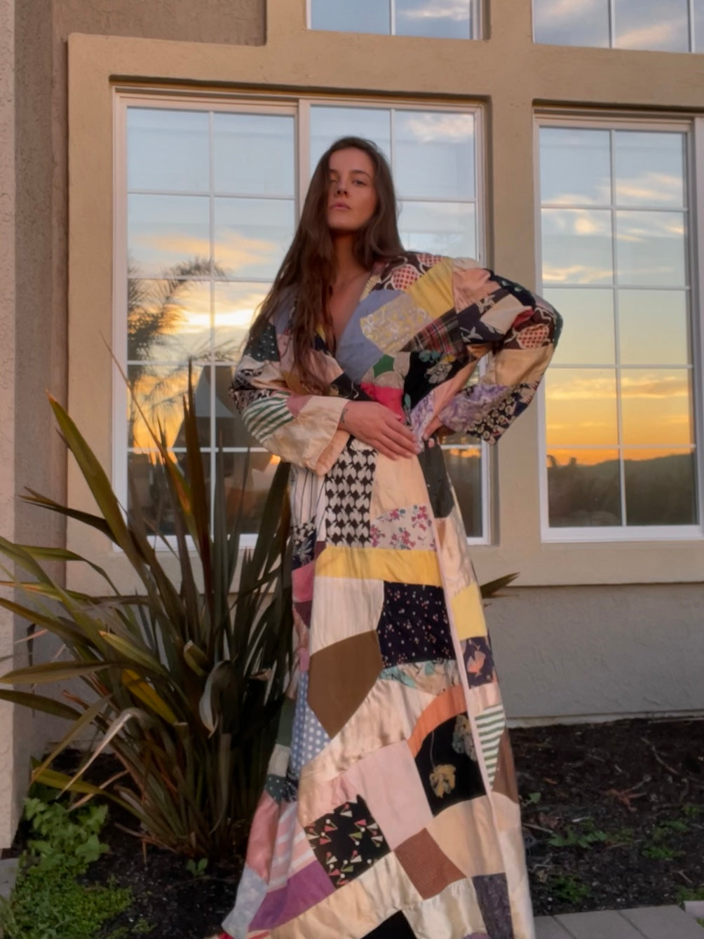 Late 1920s Handmade Silk Deco Crazy Quilt Dressing Gown