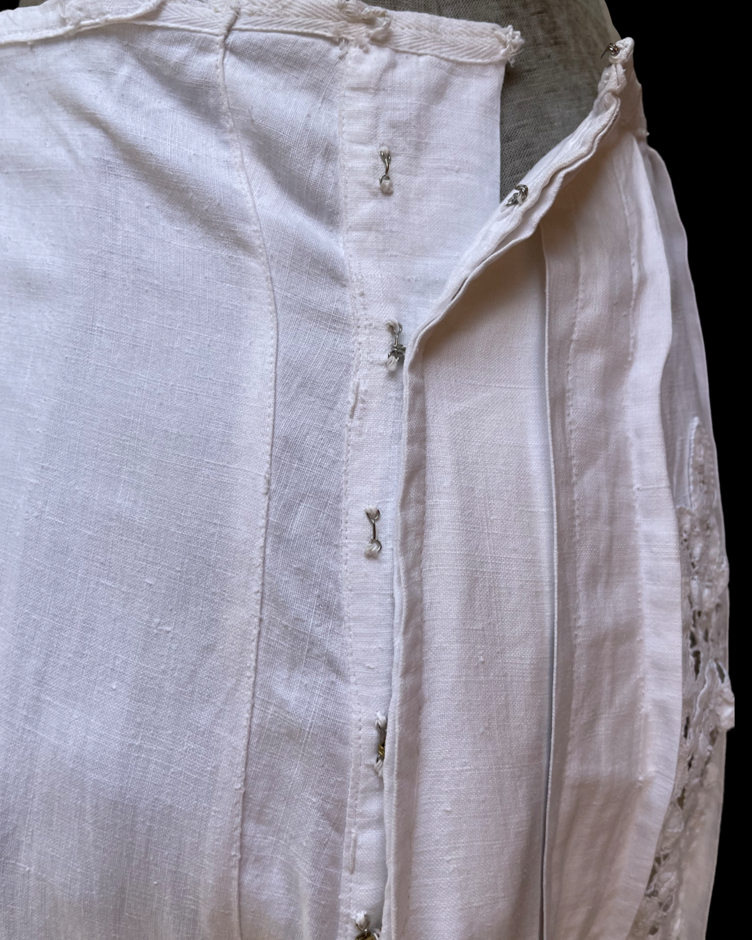 RESERVED Antique Linen & Battenburg Lace Skirt