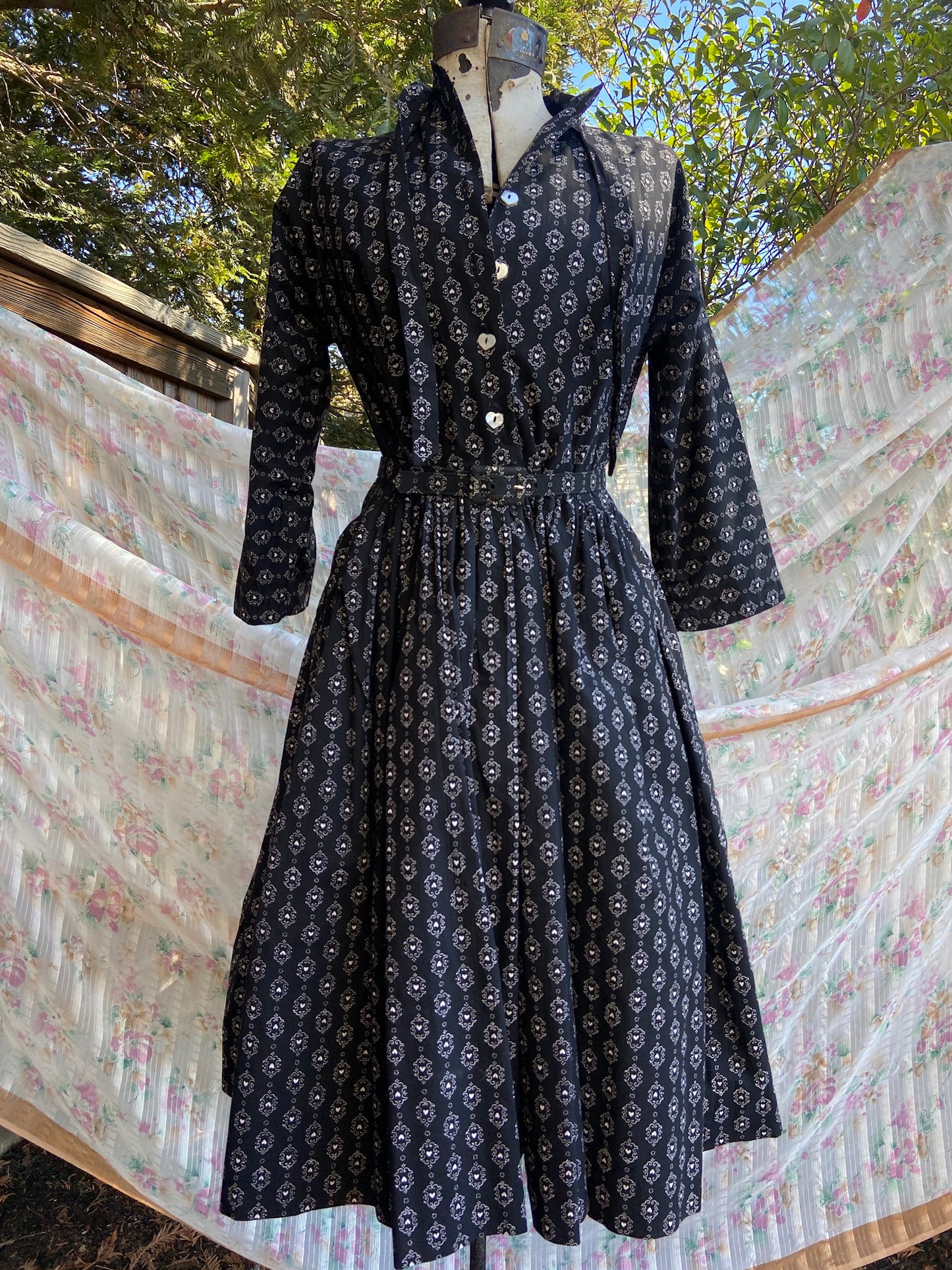 1940s Lanz Novelty Print Cotton Dress