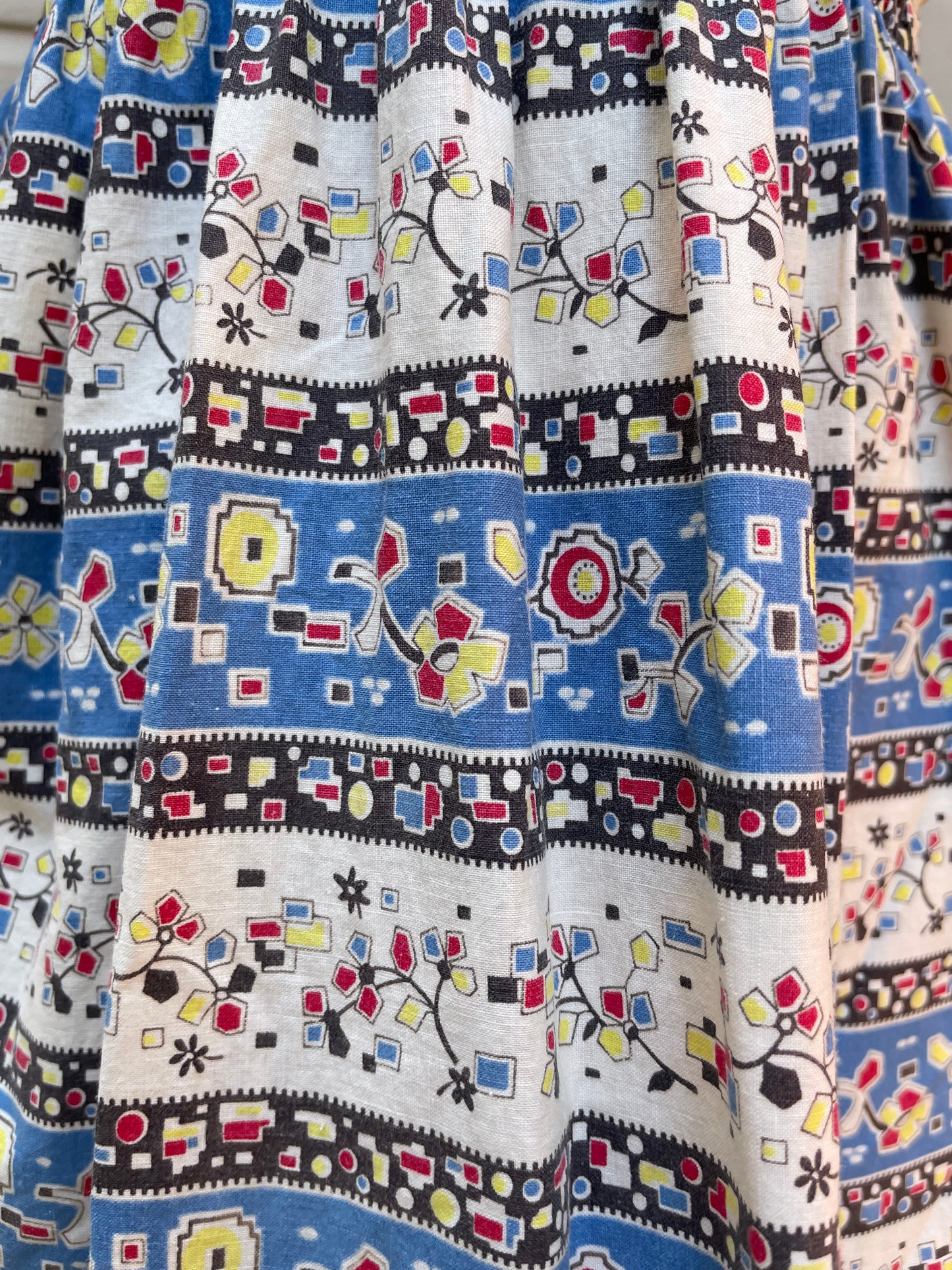 1930s Novelty Print Feedsack Suspender Skirt