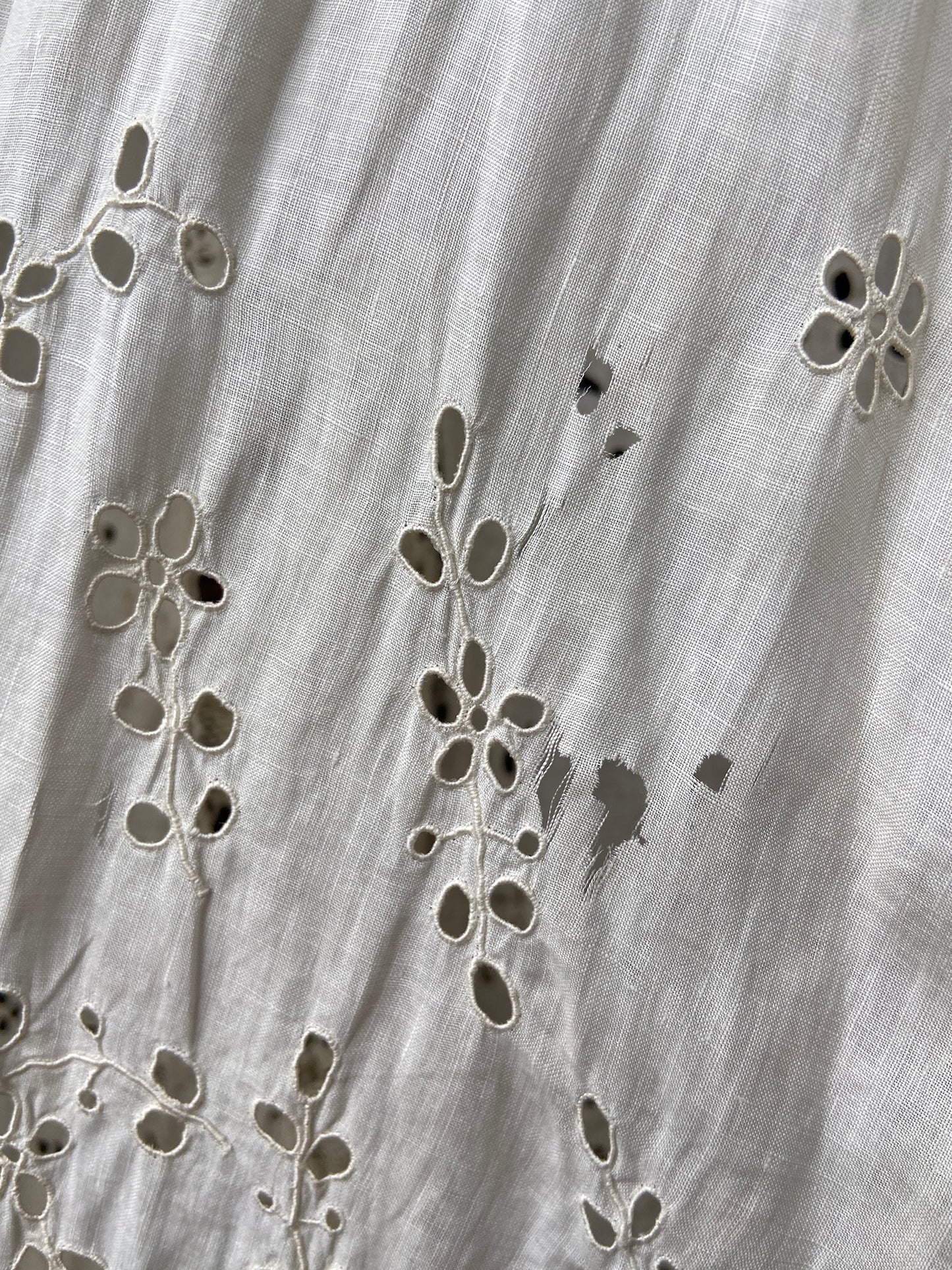 Antique Titanic Era Hand Sewn Eyelet Irish Lace Gown