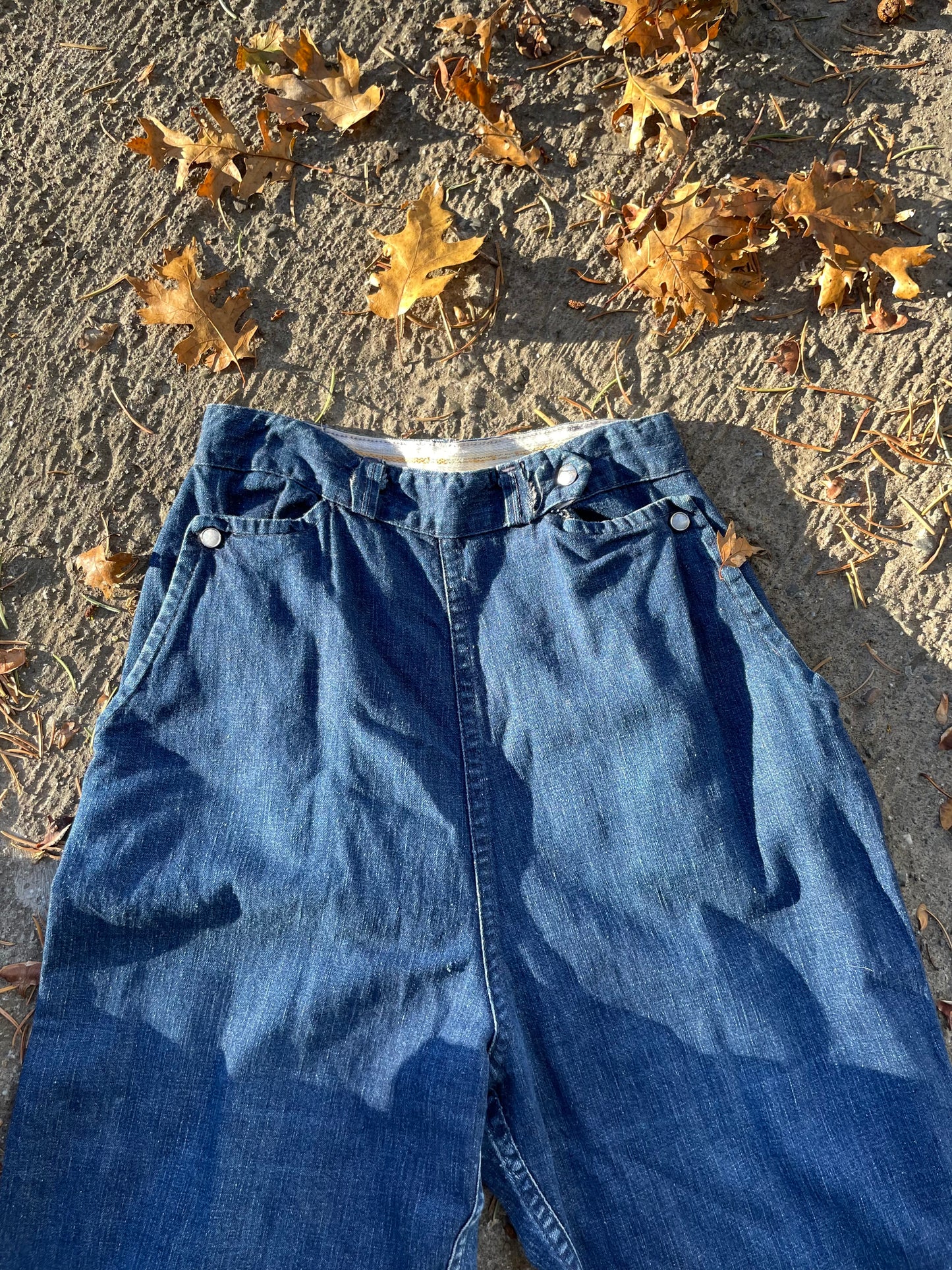 1950s Western Pearl Snap Side Zip Jeans