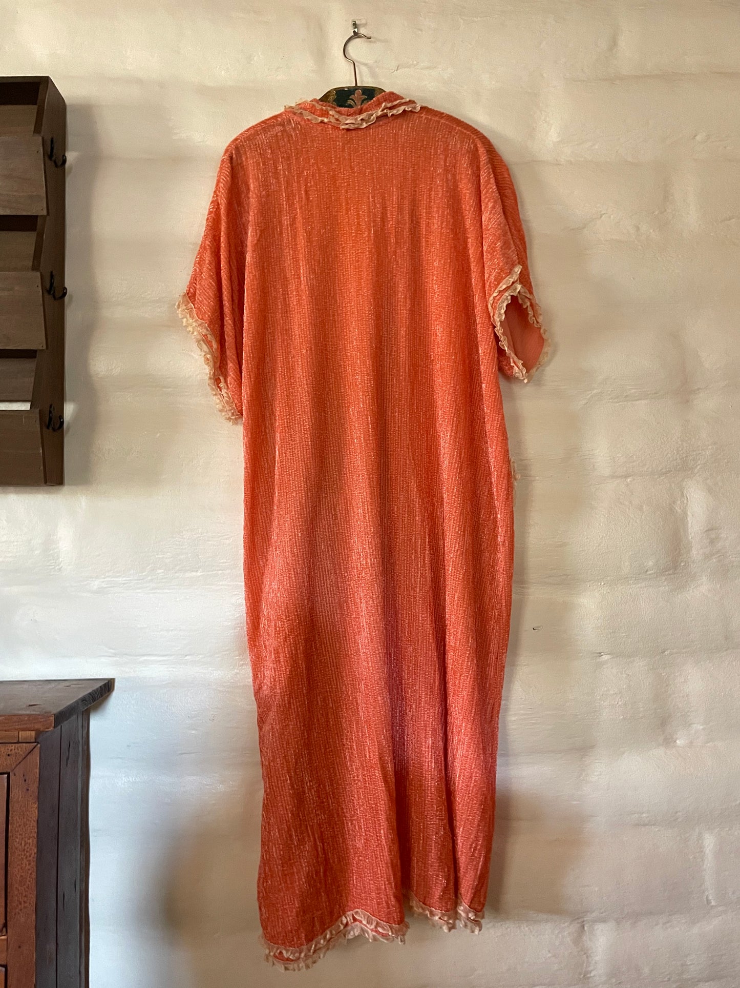 Antique 1920s Coral Chenille Robe