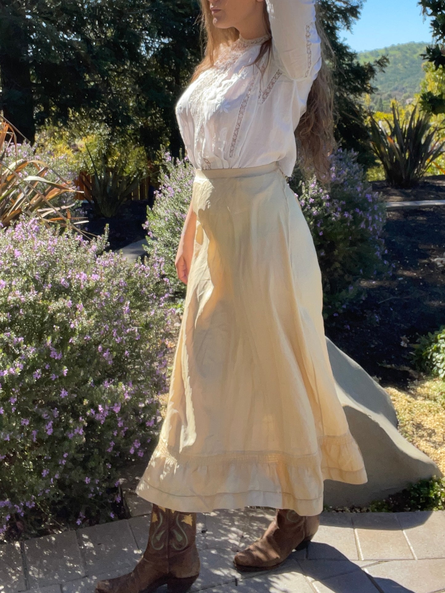 Antique Pongee Silk Skirt