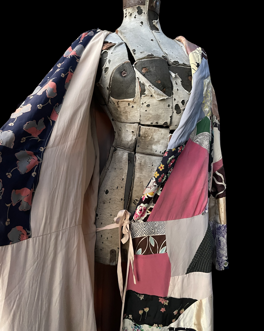 Late 1920s Handmade Silk Deco Crazy Quilt Dressing Gown