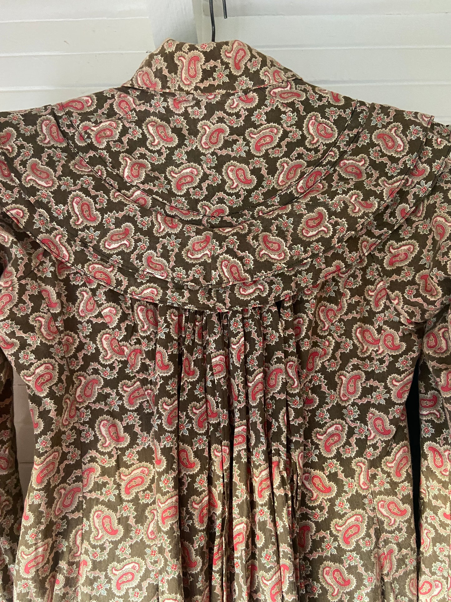 1890s Paisley Cotton Wrapper Dress