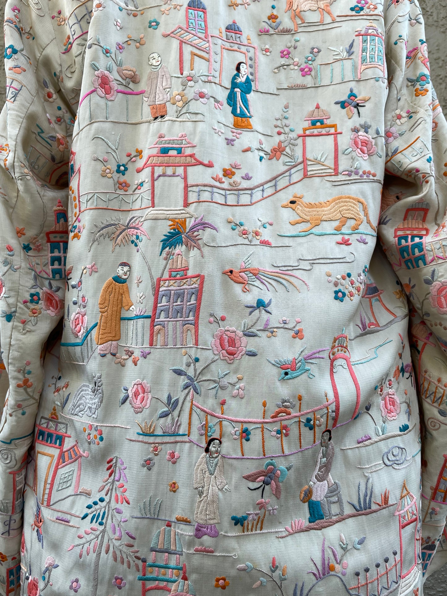 1920s Densely Embroidered Chinese Silk Coat