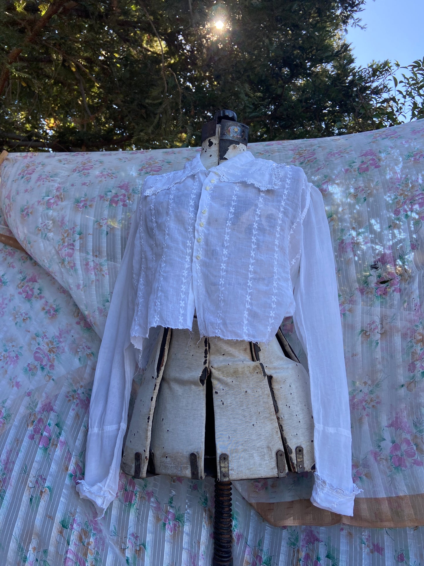 Edwardian Organdy Sailor Collar Embroidered Blouse