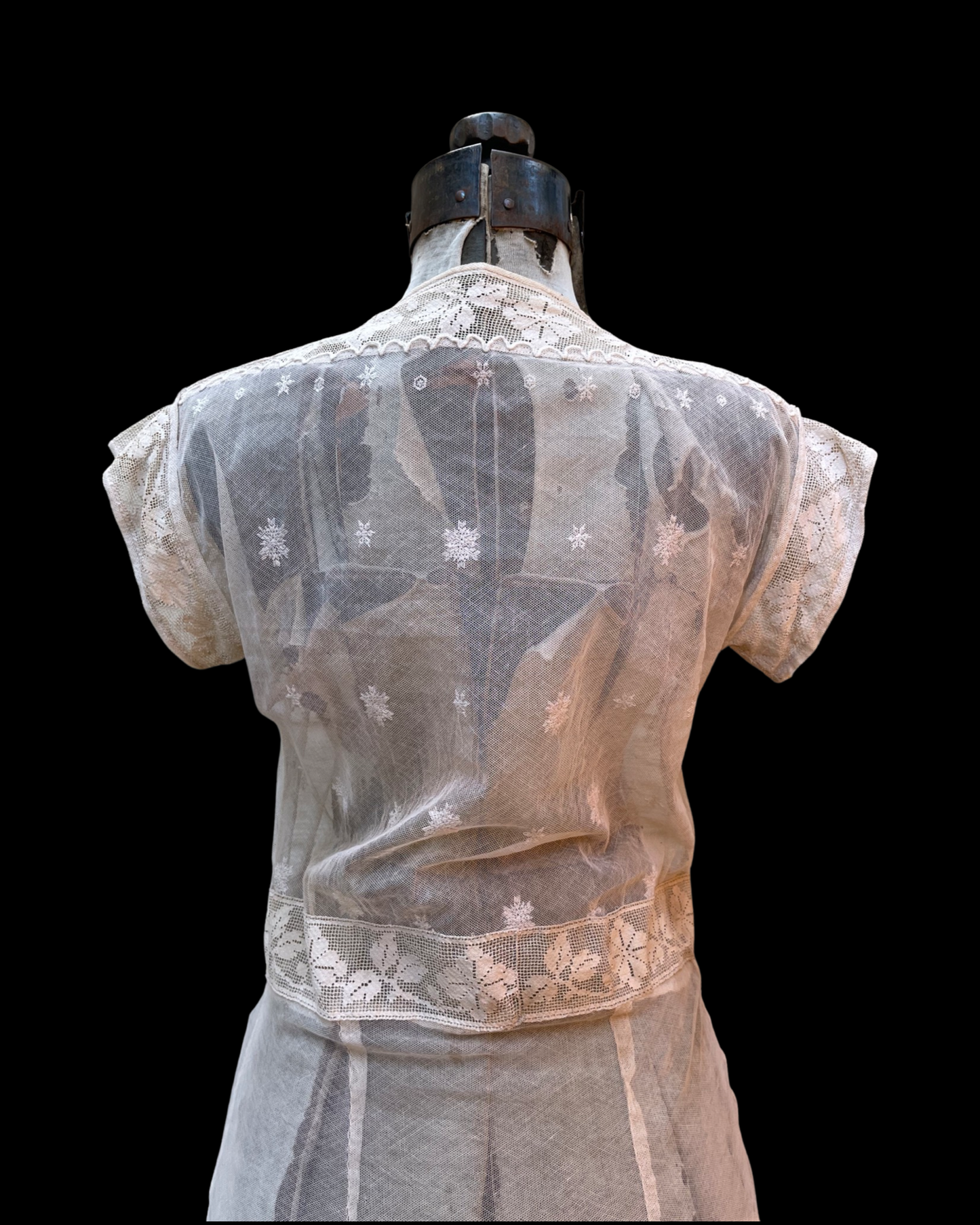 1920s Drop Waist Soutache Mesh Lace Dress