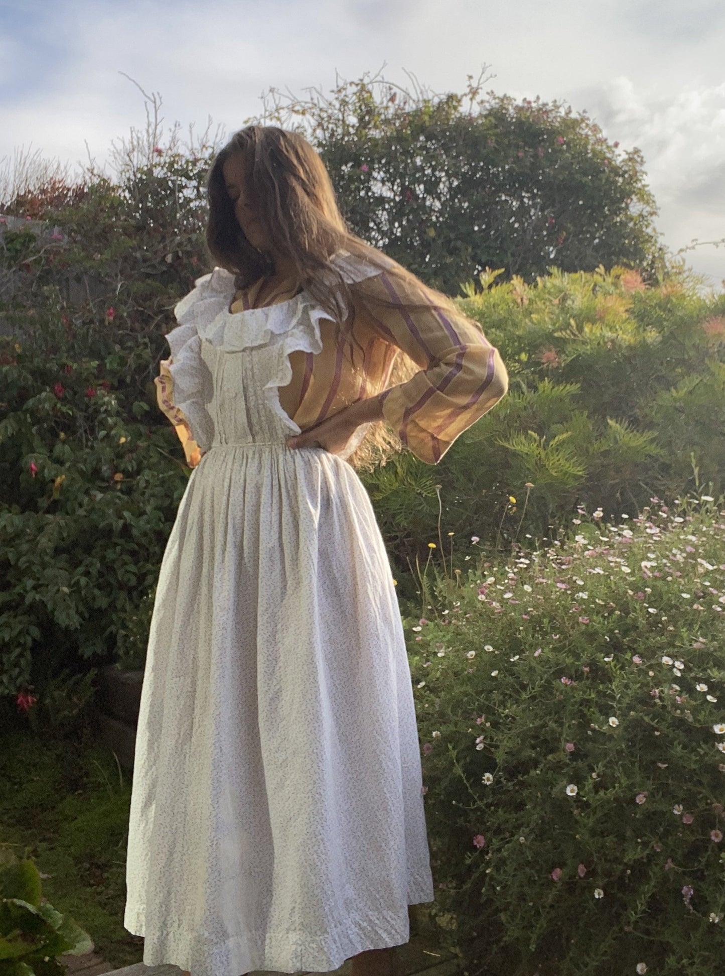 Victorian Calico Pinafore Prairie Dress