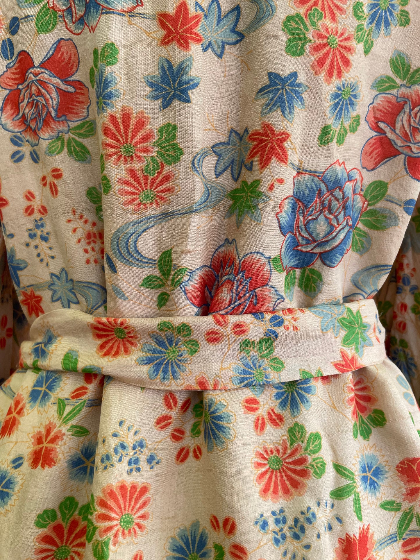 1920s Reversible Pongee Silk Kimono Sleeve Robe