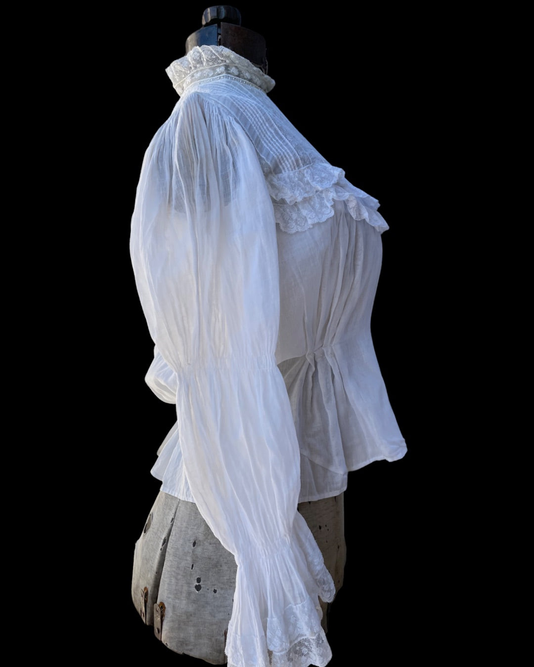 Edwardian Hand Smocked Poet Sleeve Cotton Blouse