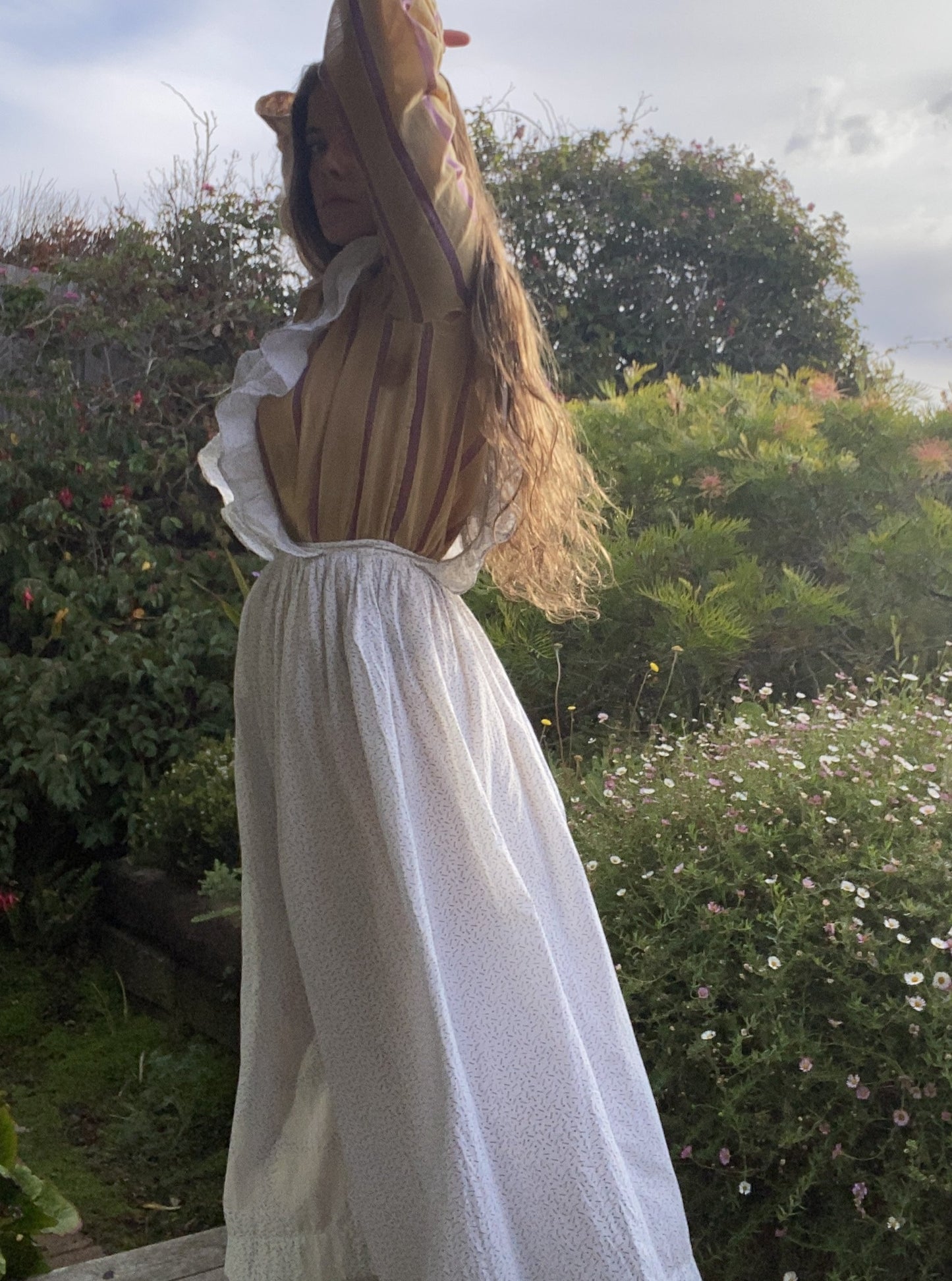 Victorian Calico Pinafore Prairie Dress