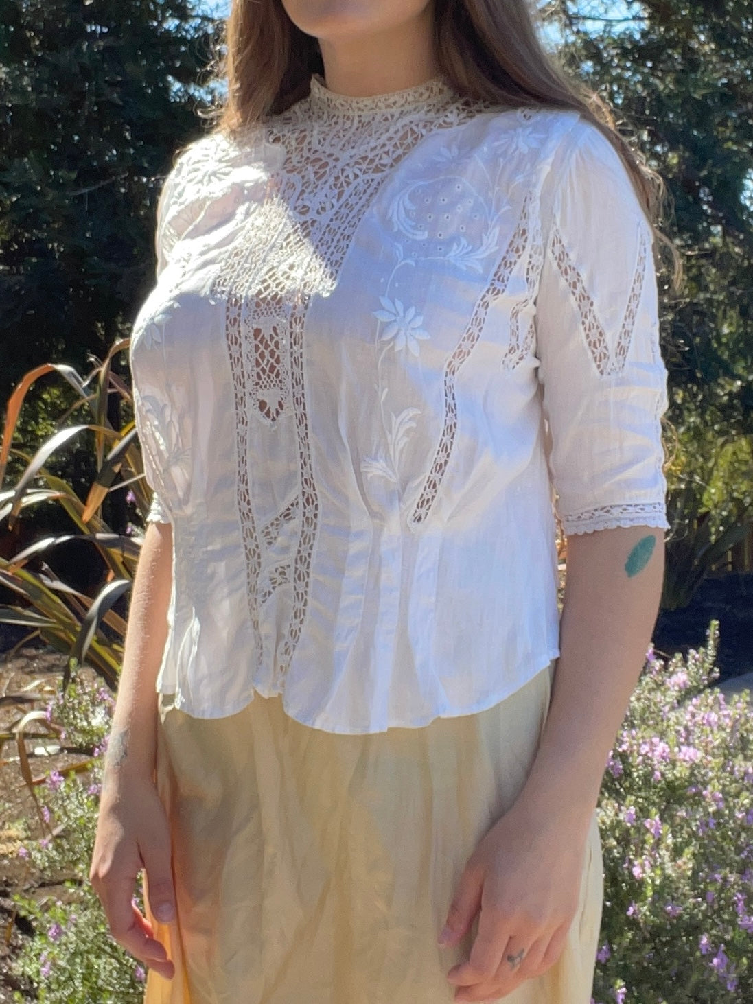 Edwardian Embroidered Whitework Cotton Lawn Blouse