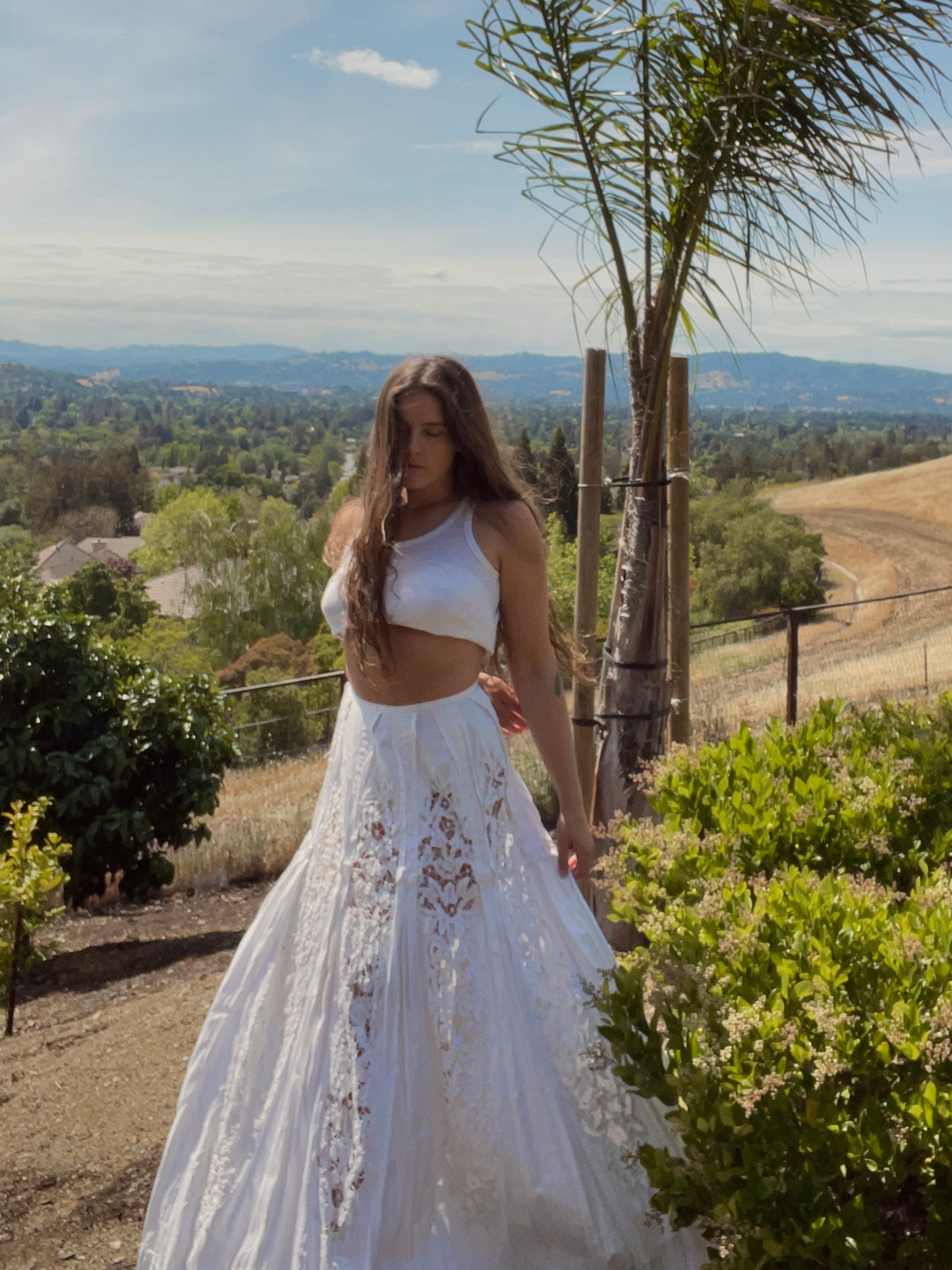 RESERVED Antique Linen & Battenburg Lace Skirt