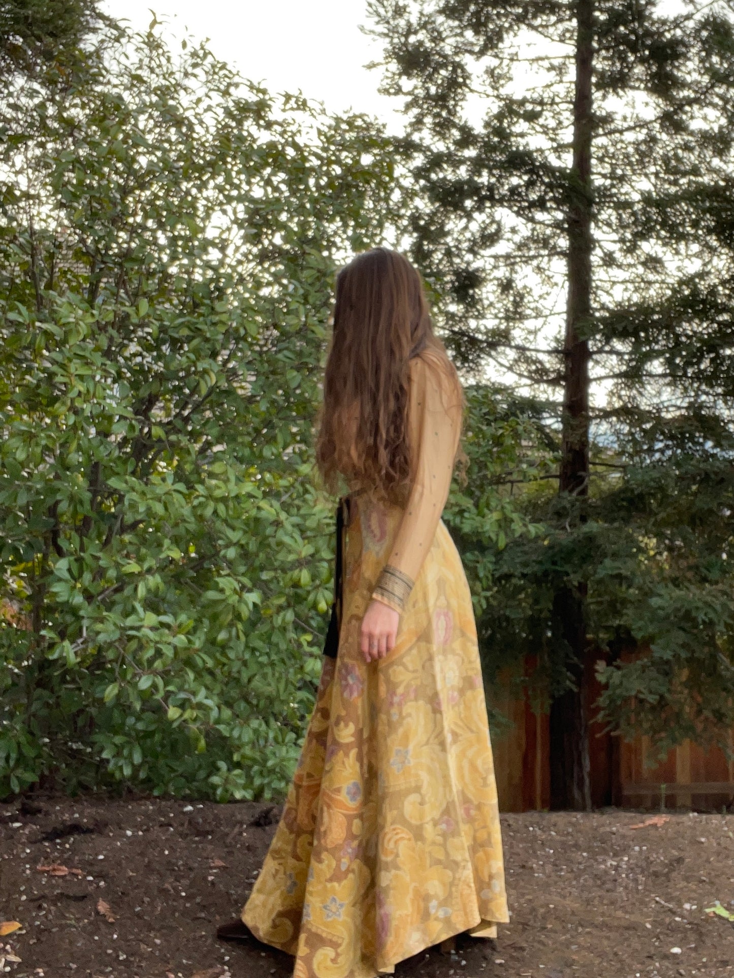Early 1900s Heavy Linen Handmade Deco Floor Length Skirt