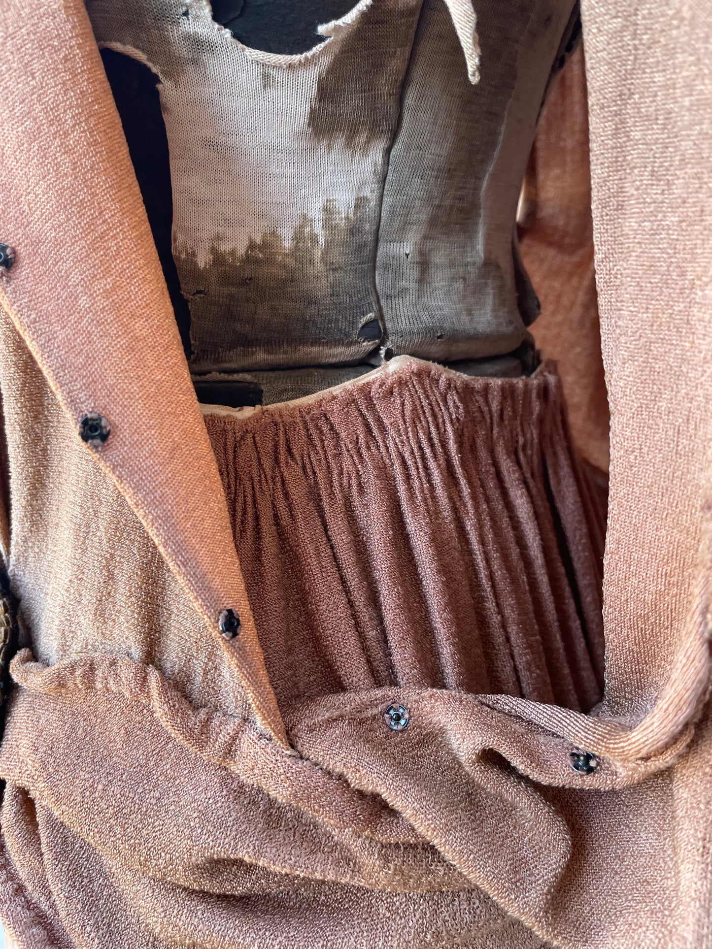 Rare Roaring 20's Bronze Silk Knit Fringe Dress