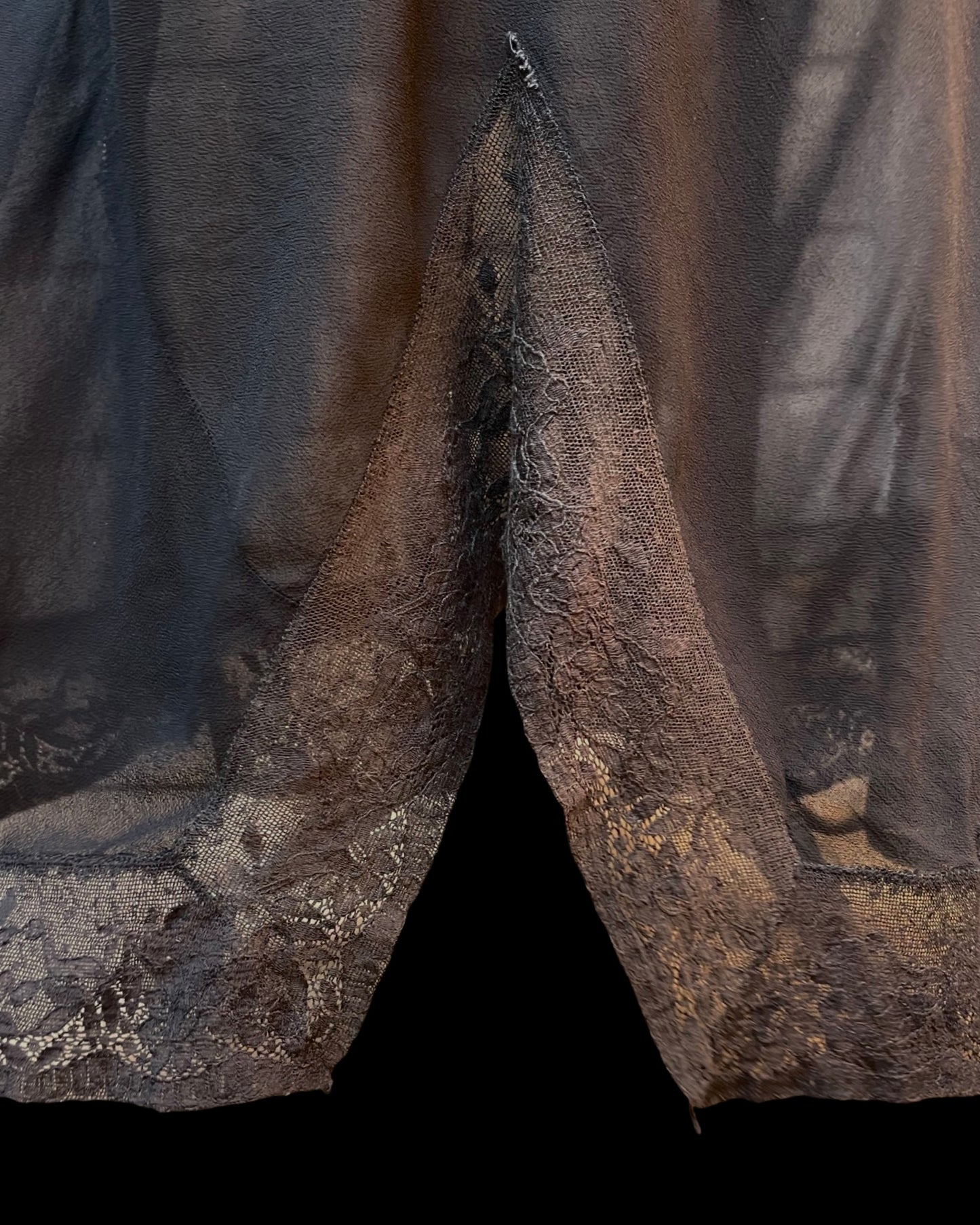 1930s Crepe Chiffon Lace Bias Cut Slip Dress