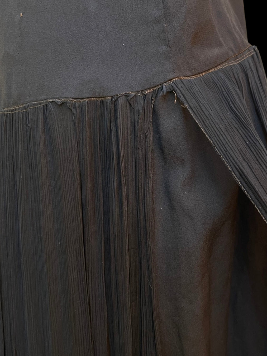 1920s Beaded Chiffon and Crepe Bow Dress