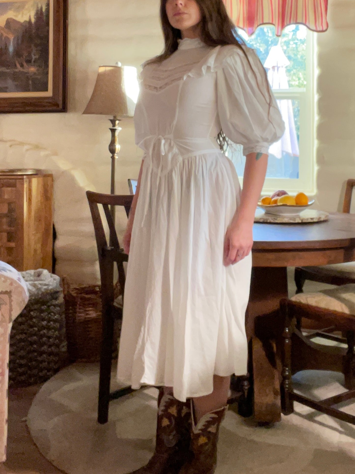 1970s Cotton Prairie Dress