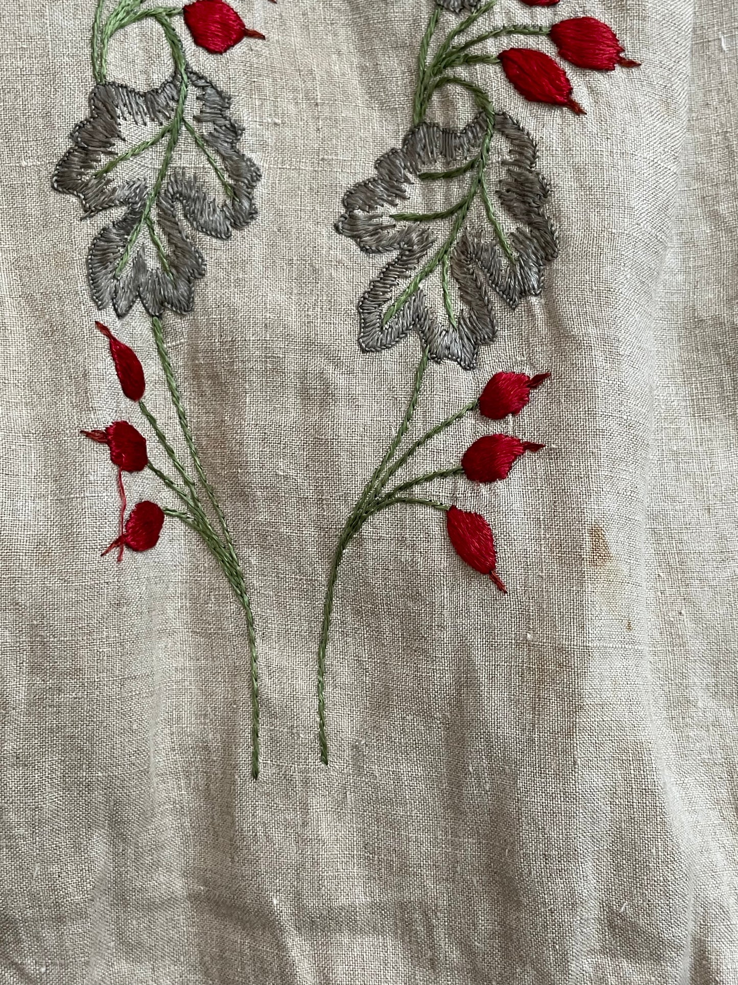 RARE Edwardian Embroidered Foliage Motif Linen Sportswear Ensemble