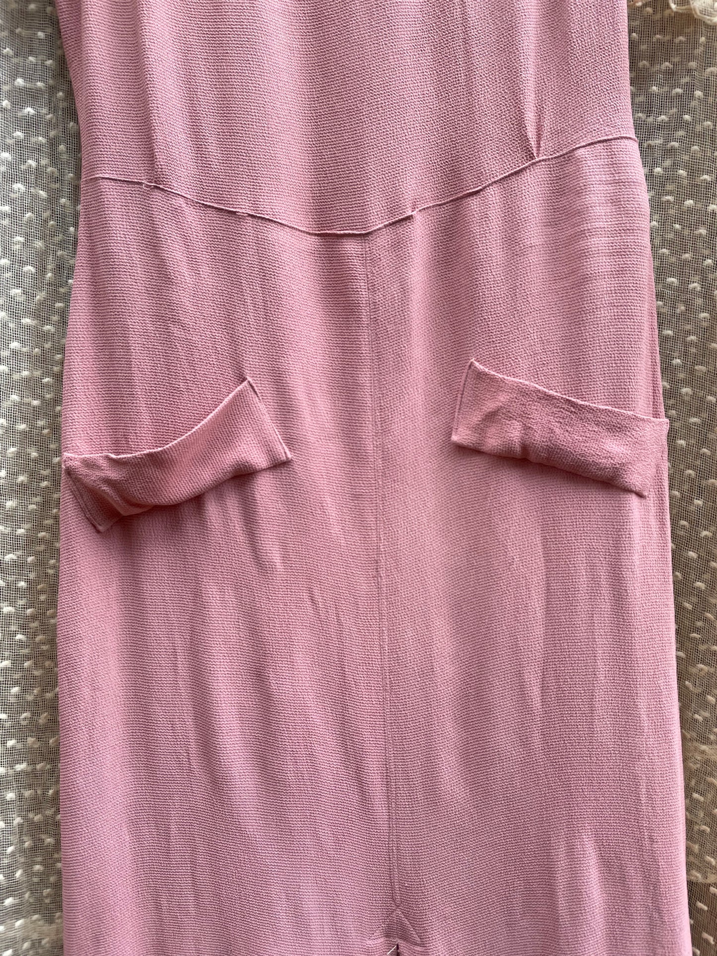 1930s Lace Up Crepe Midi Dress