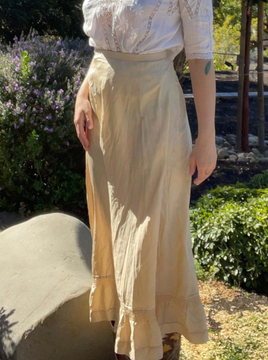 Antique Pongee Silk Skirt