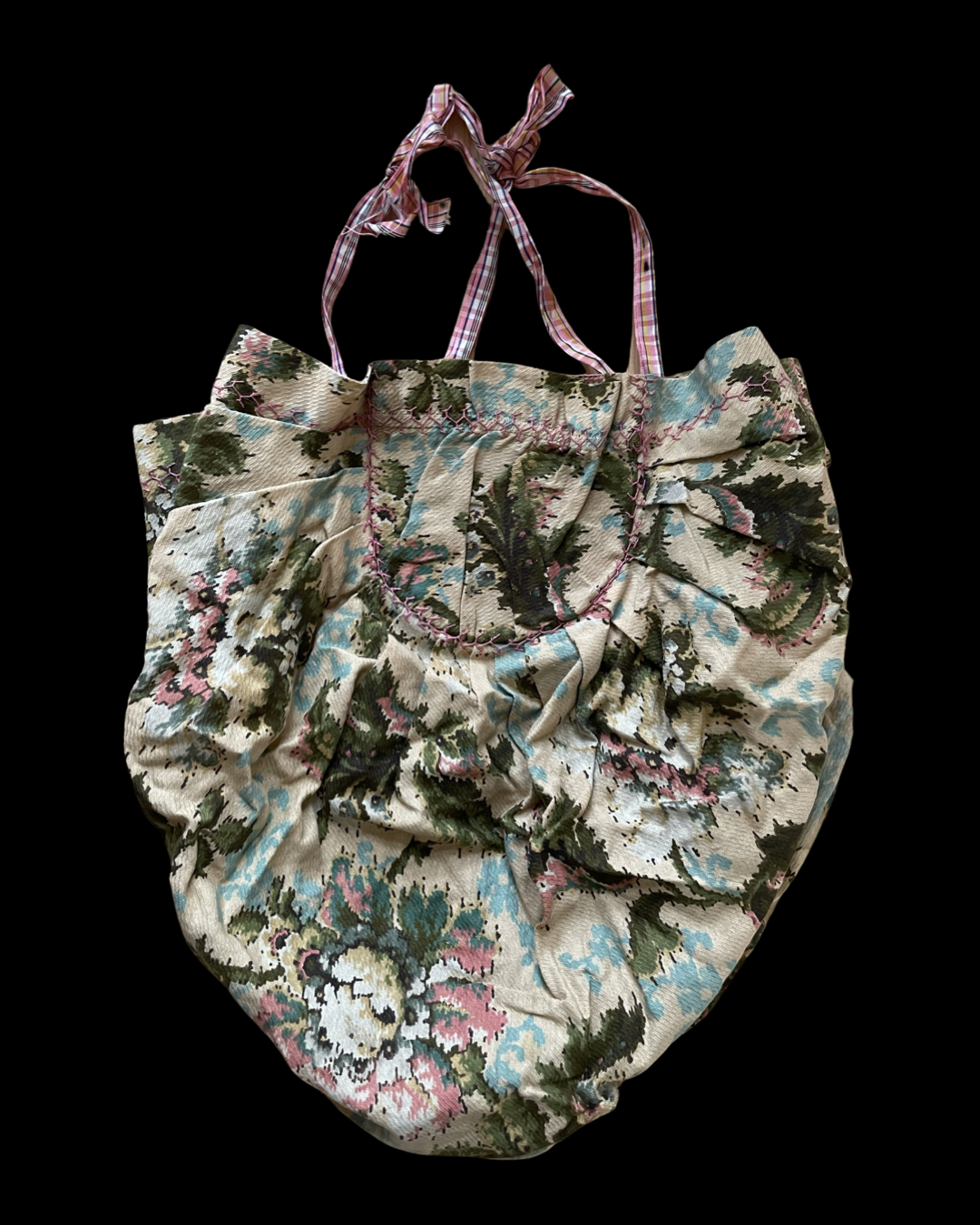 Early 1900s Floral Cloth Ditty/ Sewing Handbag