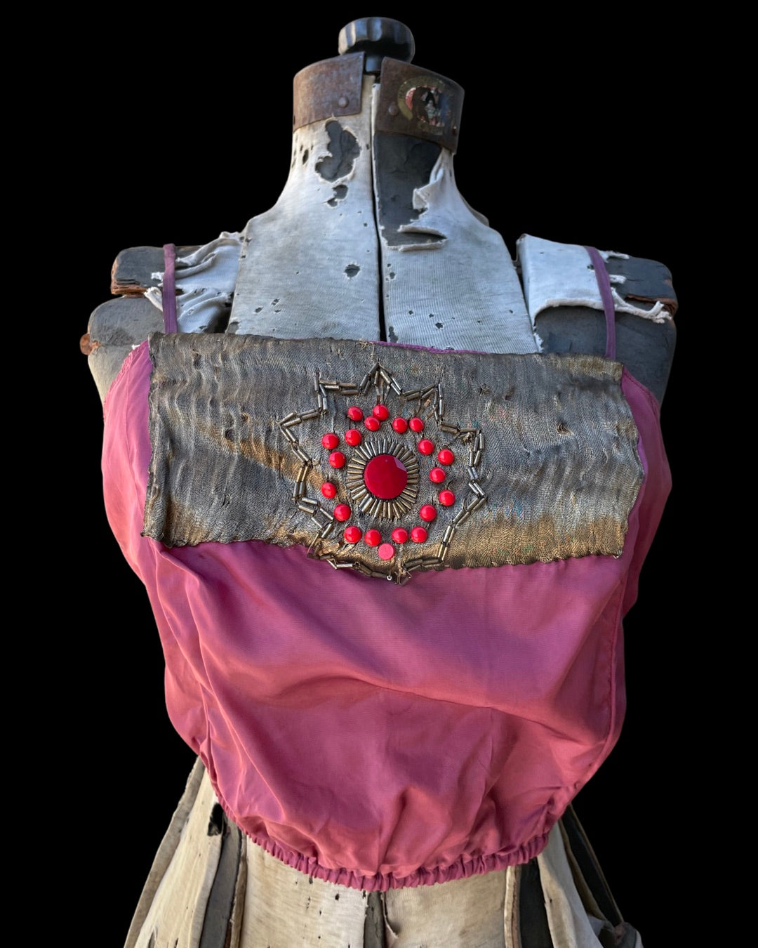 1930s Taffeta & Lamé Star Embellished Cami